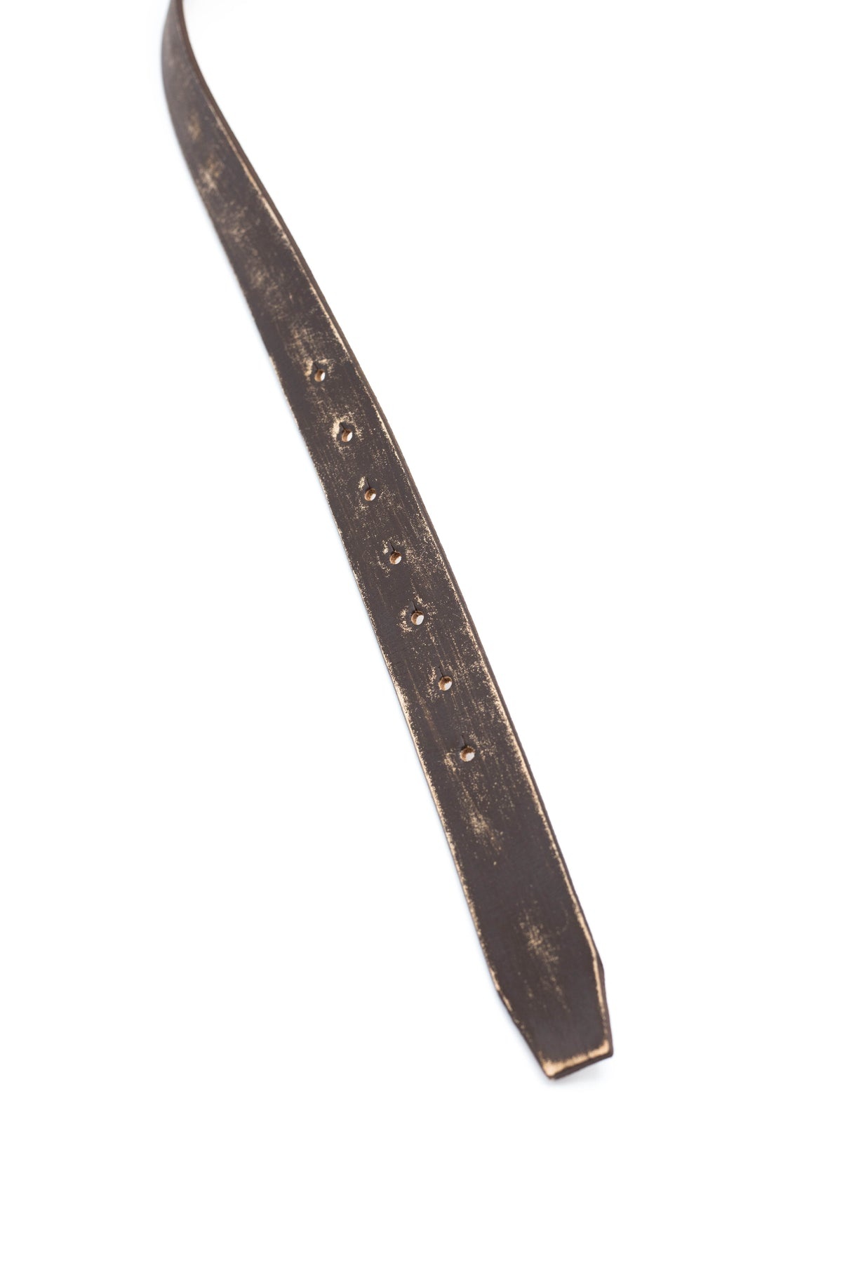 Oil Leather Studs DISCO Buckle Belt - Brown - 8
