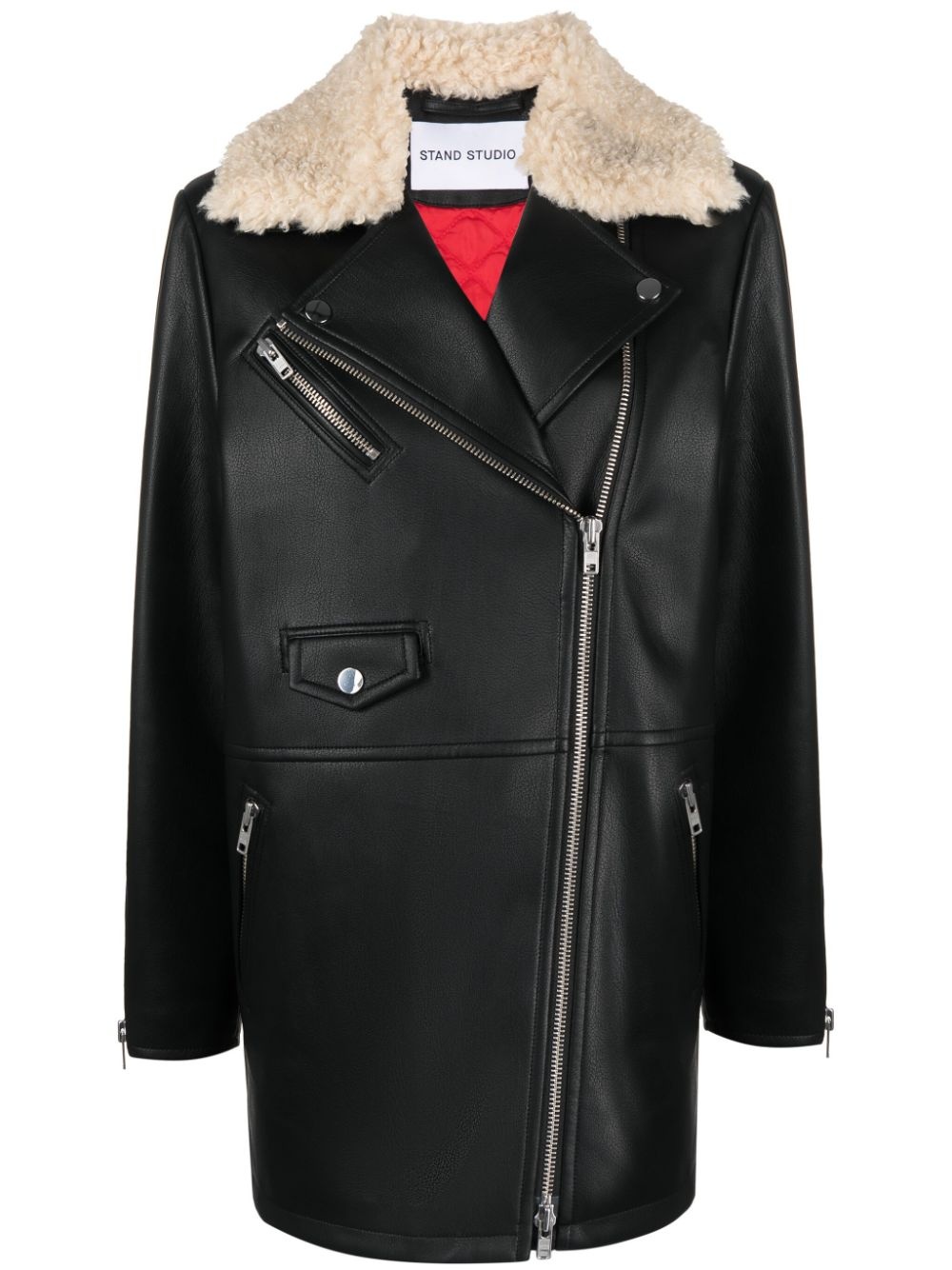 notched-collar faux-shearling jacket - 1