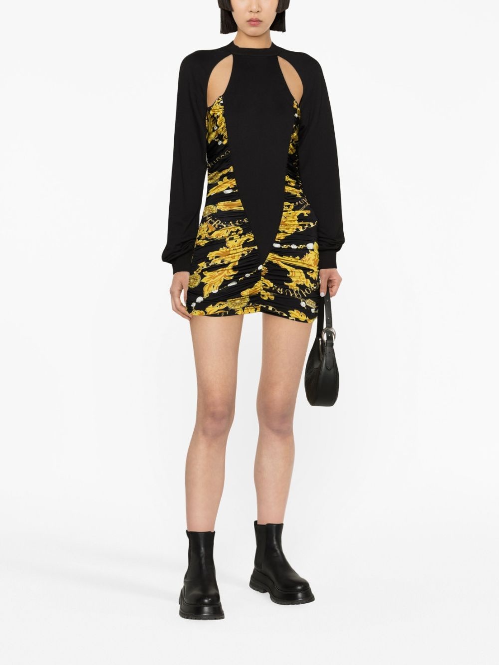 logo-print cut-out ruched minidress - 2