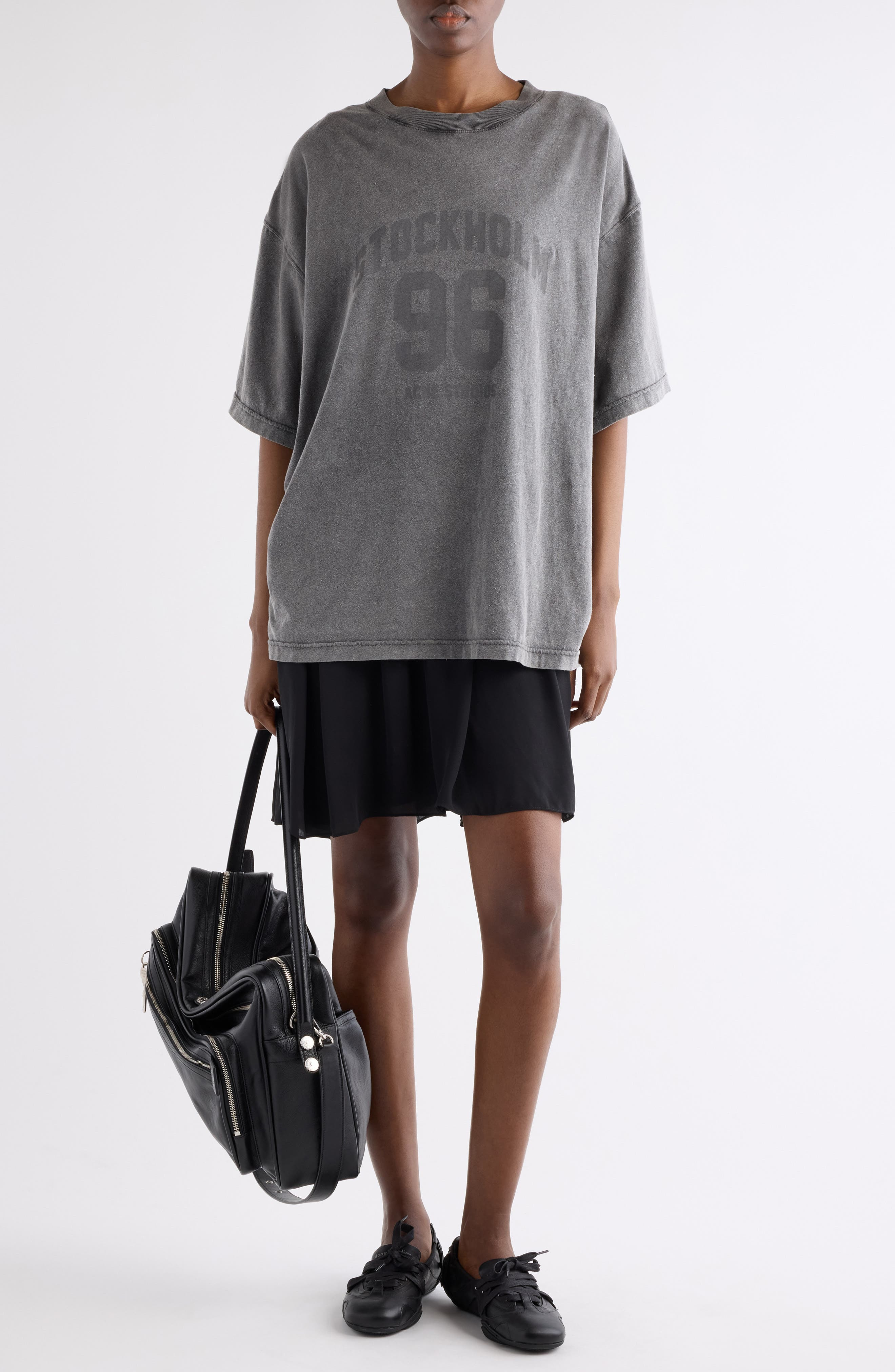 Acne Studios Ennie College Layered T-Shirt Dress Set in Anthracite/Black at Nordstrom - 2