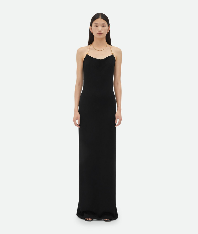 Viscose Long Dress With Chain Detail - 1