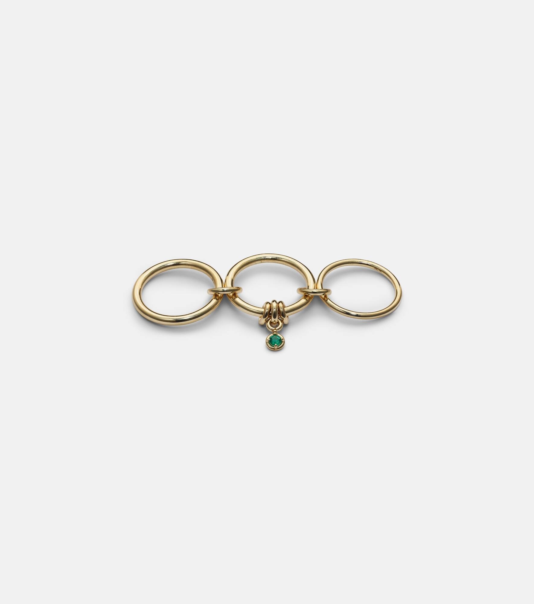 Piera 18kt gold linked rings with emerald - 4