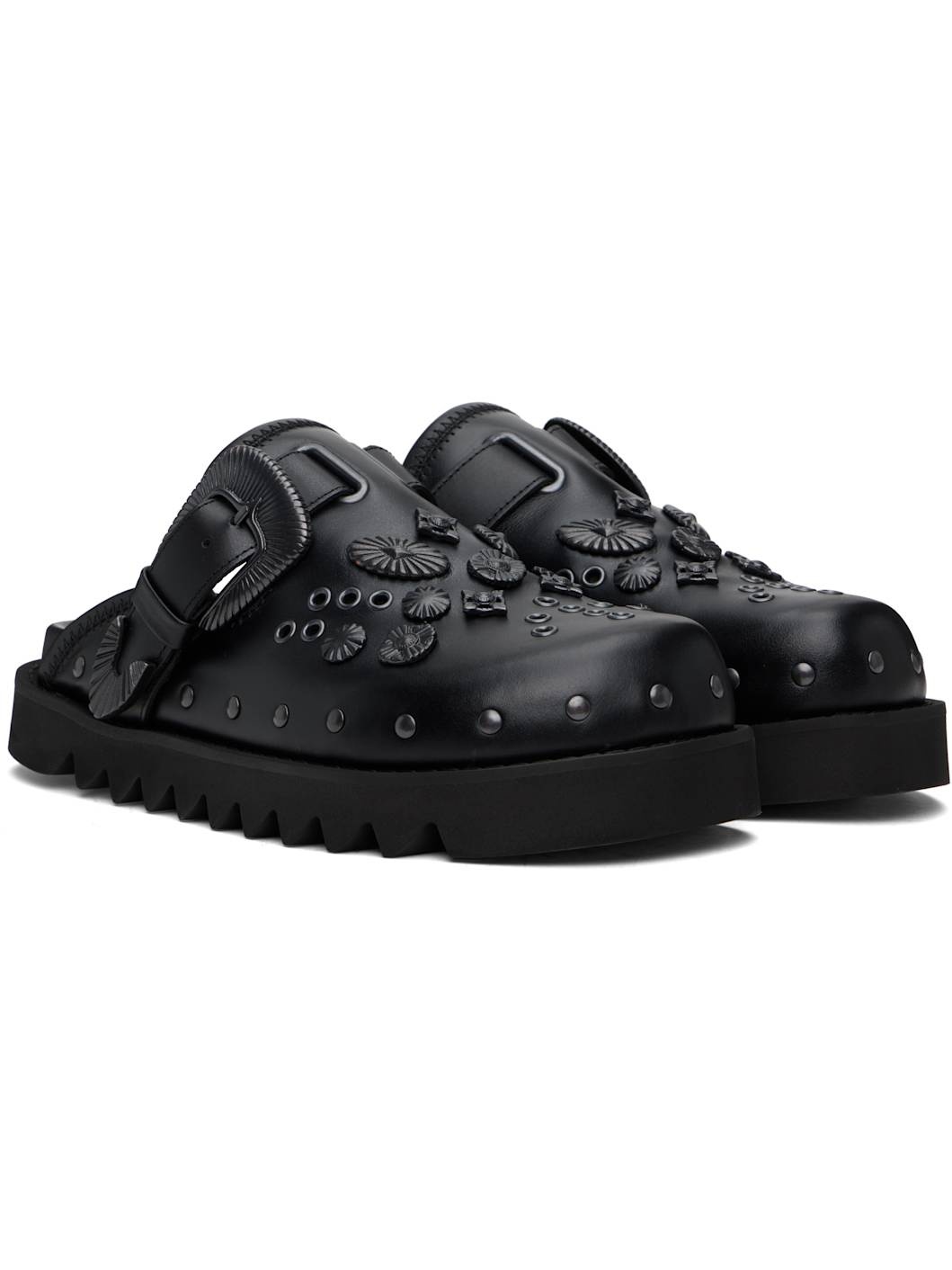 SSENSE Exclusive Black Eyelet Metal Sabot Slip-on Loafers - 4