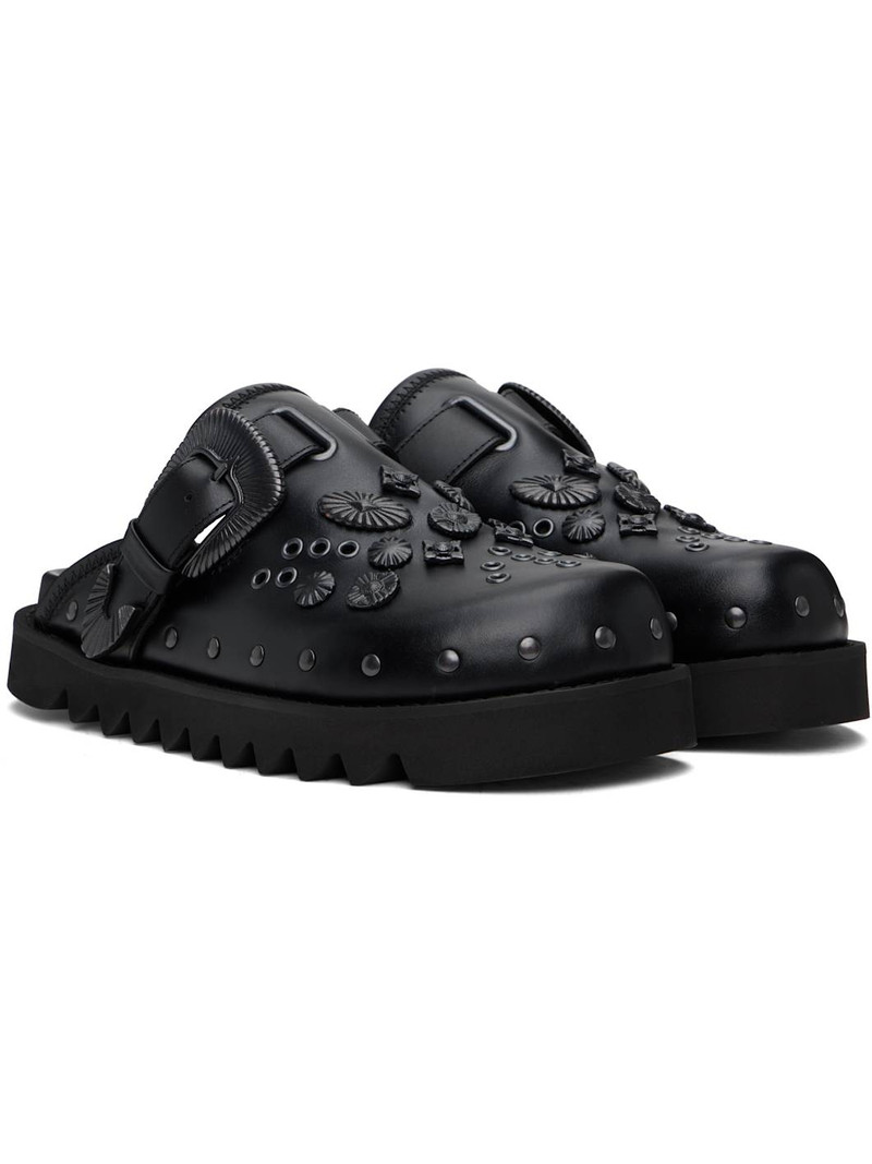 SSENSE Exclusive Black Eyelet Metal Sabot Slip-on Loafers 4