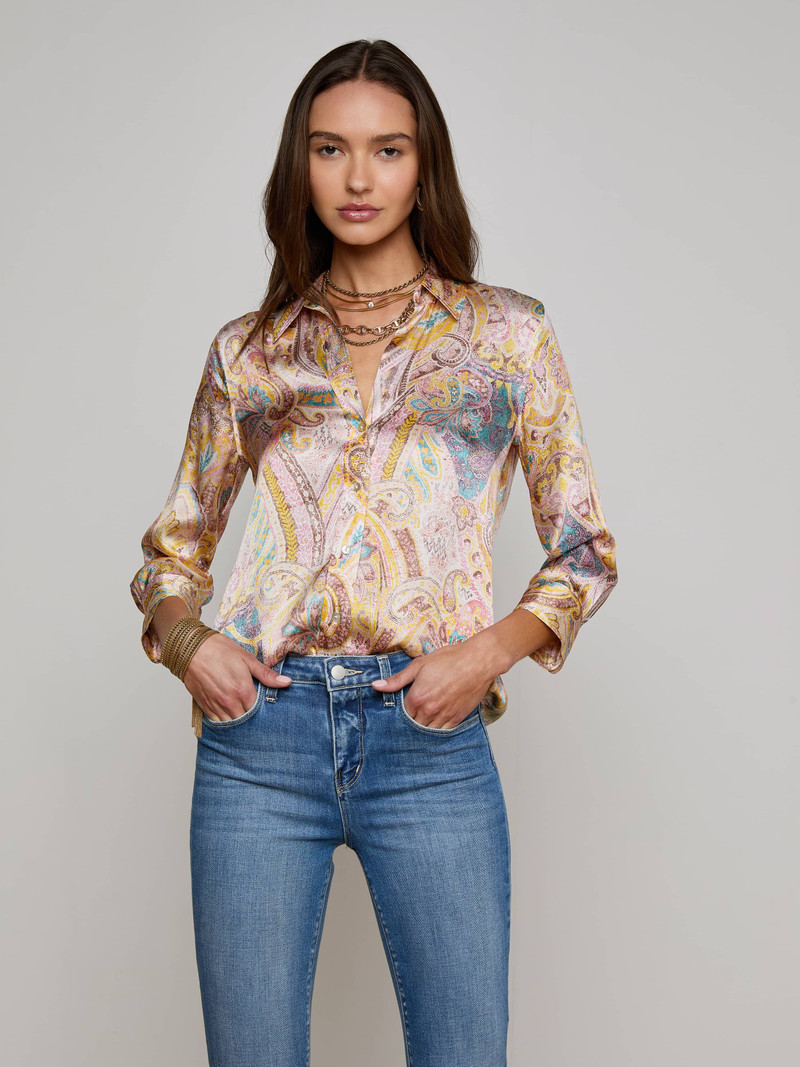 L'AGENCE Dani Silk Blouse outlook