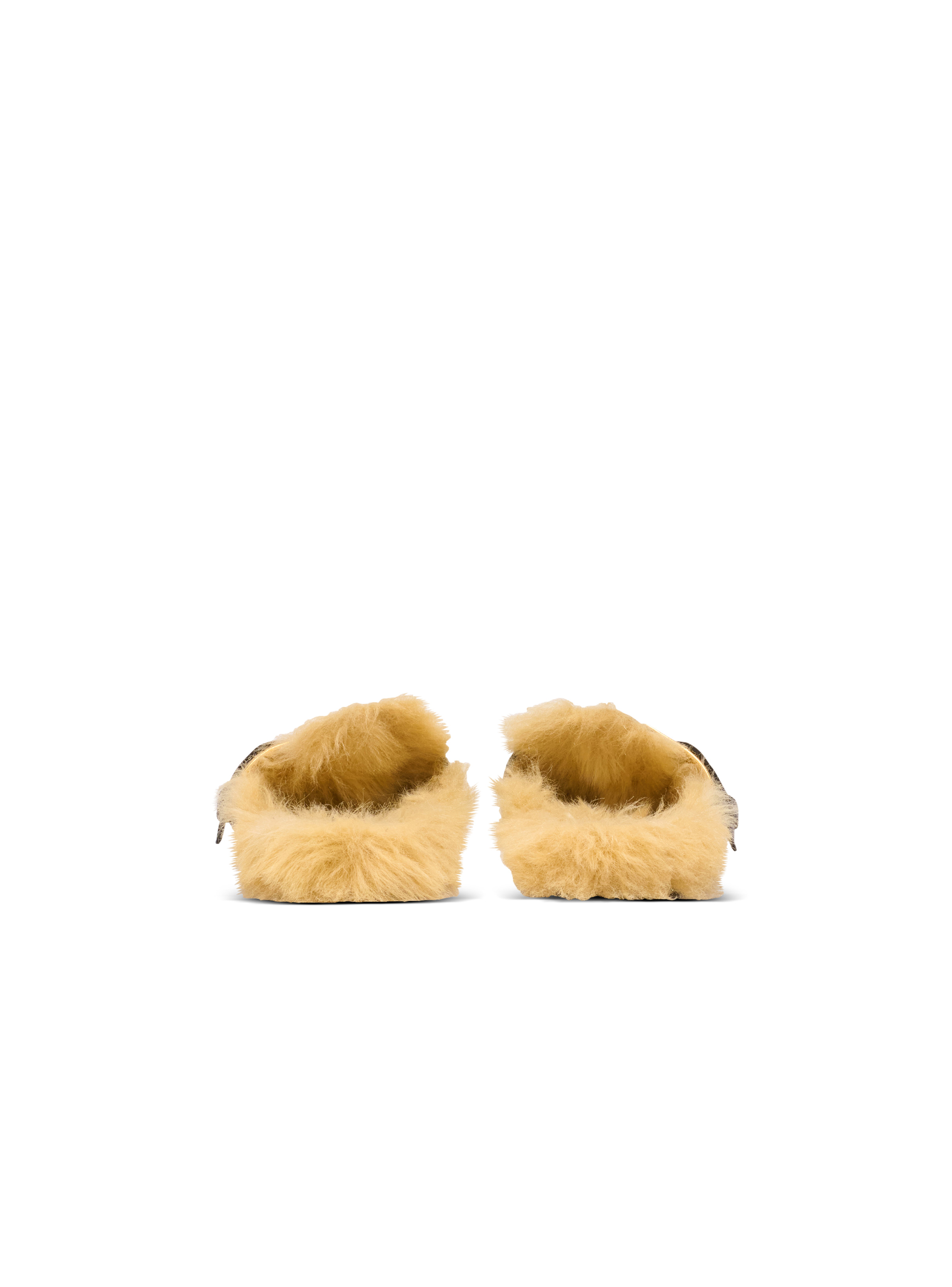 Flat leather and faux fur mules - 5