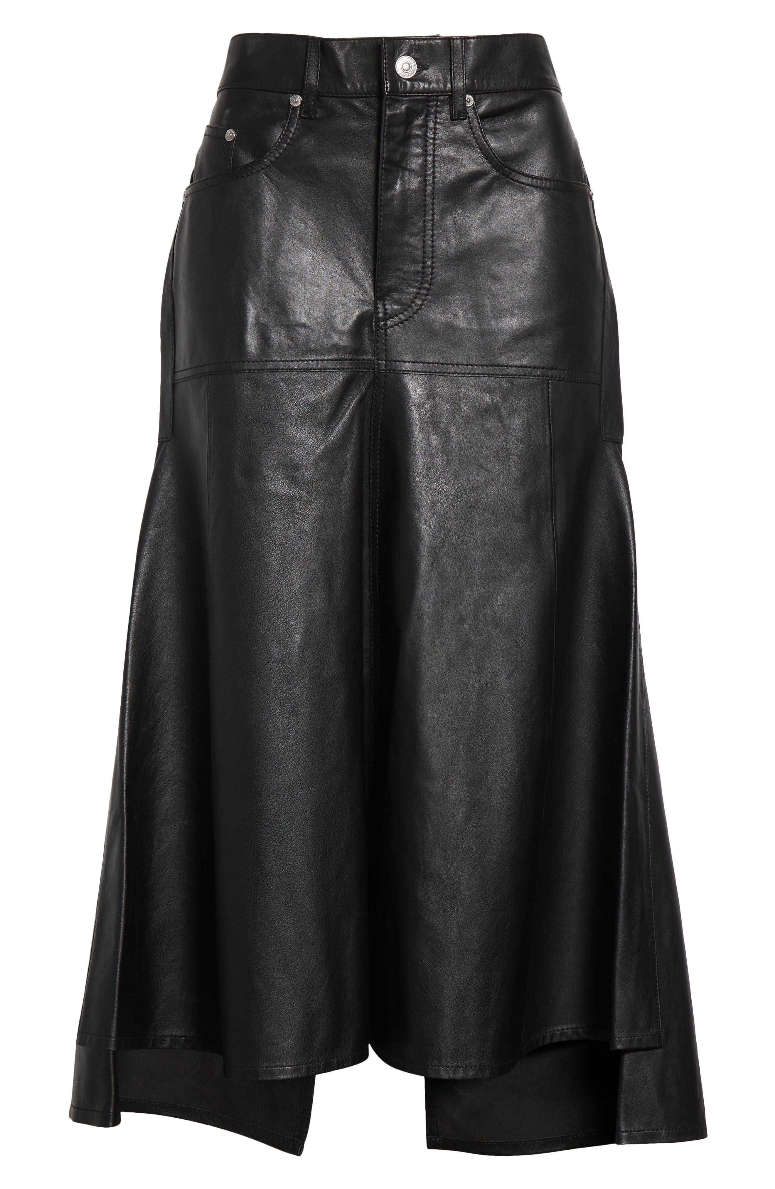 Victoria Beckham Paneled Leather Midi Skirt in Black at Nordstrom - 6