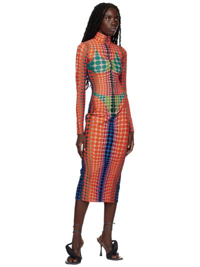 Jean Paul Gaultier Purple & Orange Cyber Dots Midi Dress outlook