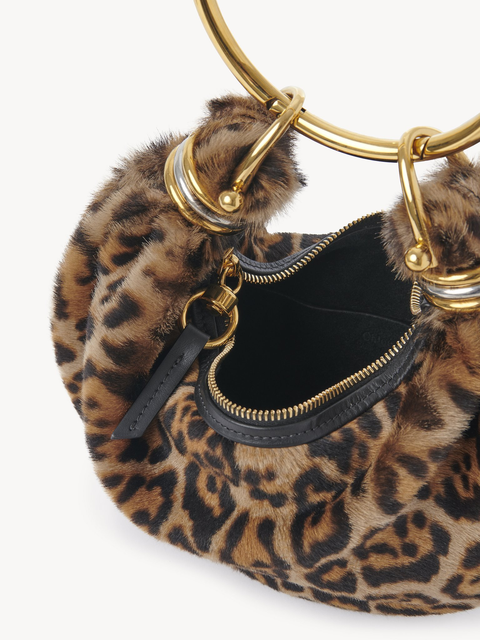 MINI BRACELET HOBO BAG IN LEOPARD-PRINT SHEARLING - 5