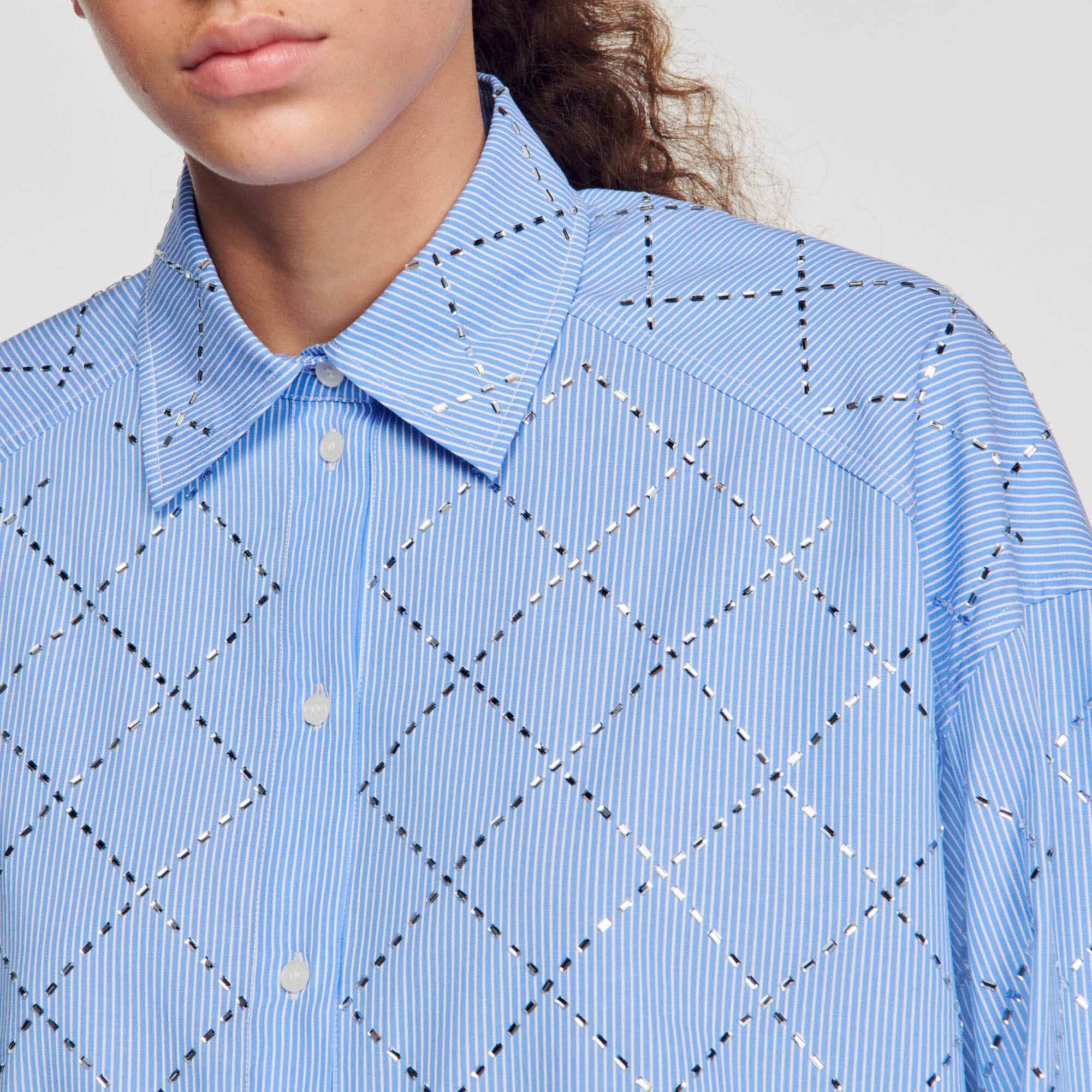 OVERSIZED SHIRT WITH RHINESTONES - 4