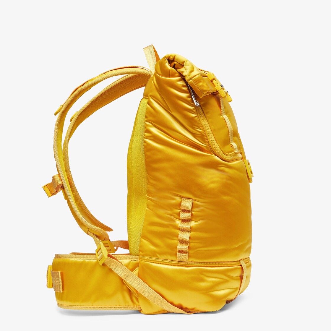 Rolltop backpack in yellow nylon, decorated with enameled tone on tone Baguette buckle. Button and h - 2