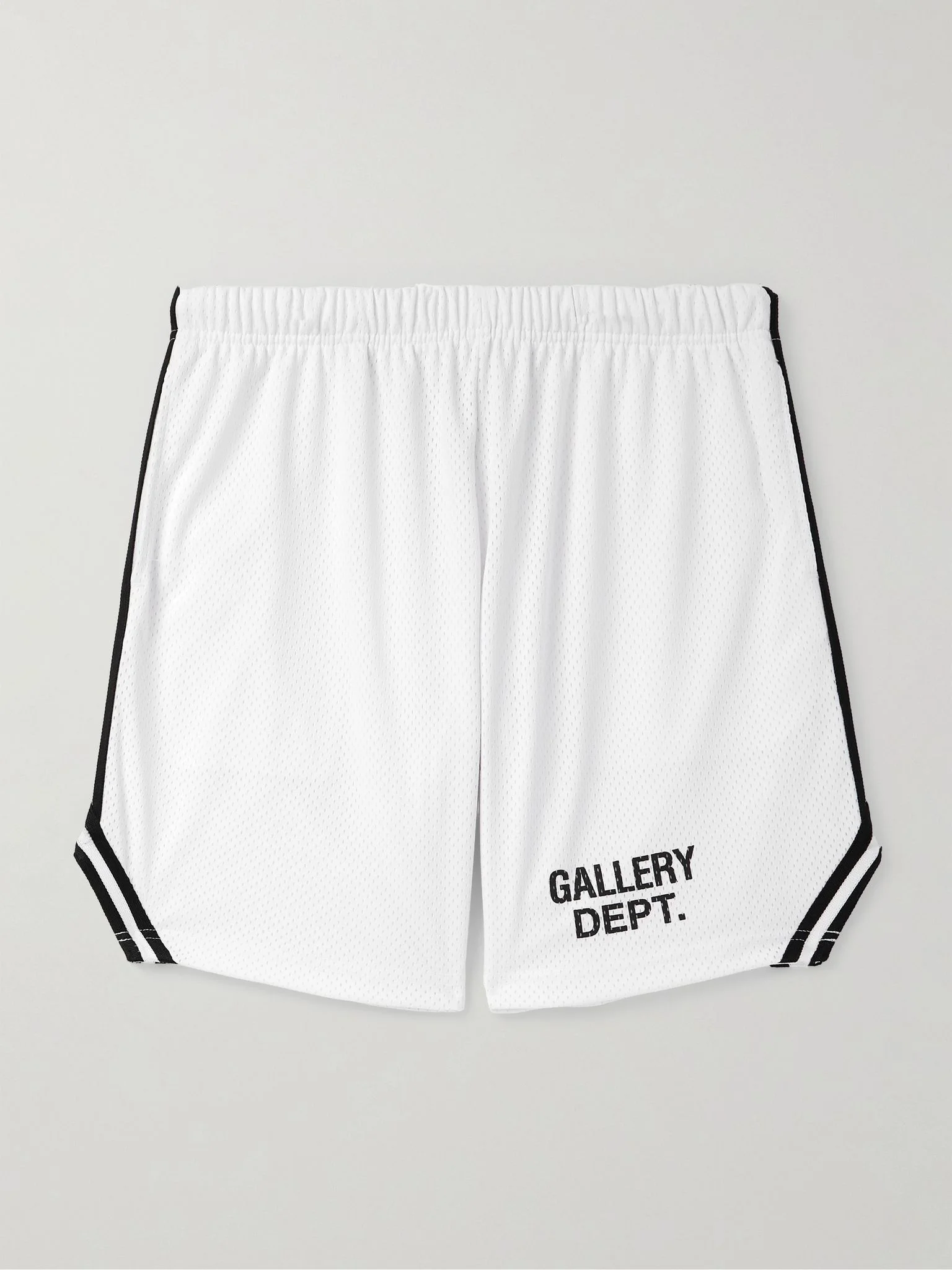 Venice Court Wide-Leg Logo-Print Webbing-Trimmed Mesh Shorts White - 1