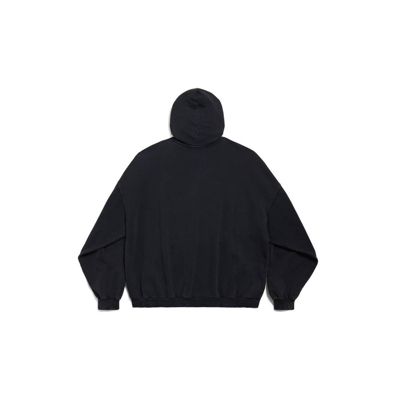 BALENCIAGA I Love Paris & Balenciaga Hoodie Large Fit in Black Faded outlook