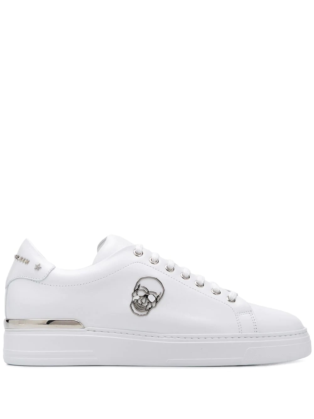 skull-appliqué leather low-top sneakers - 1