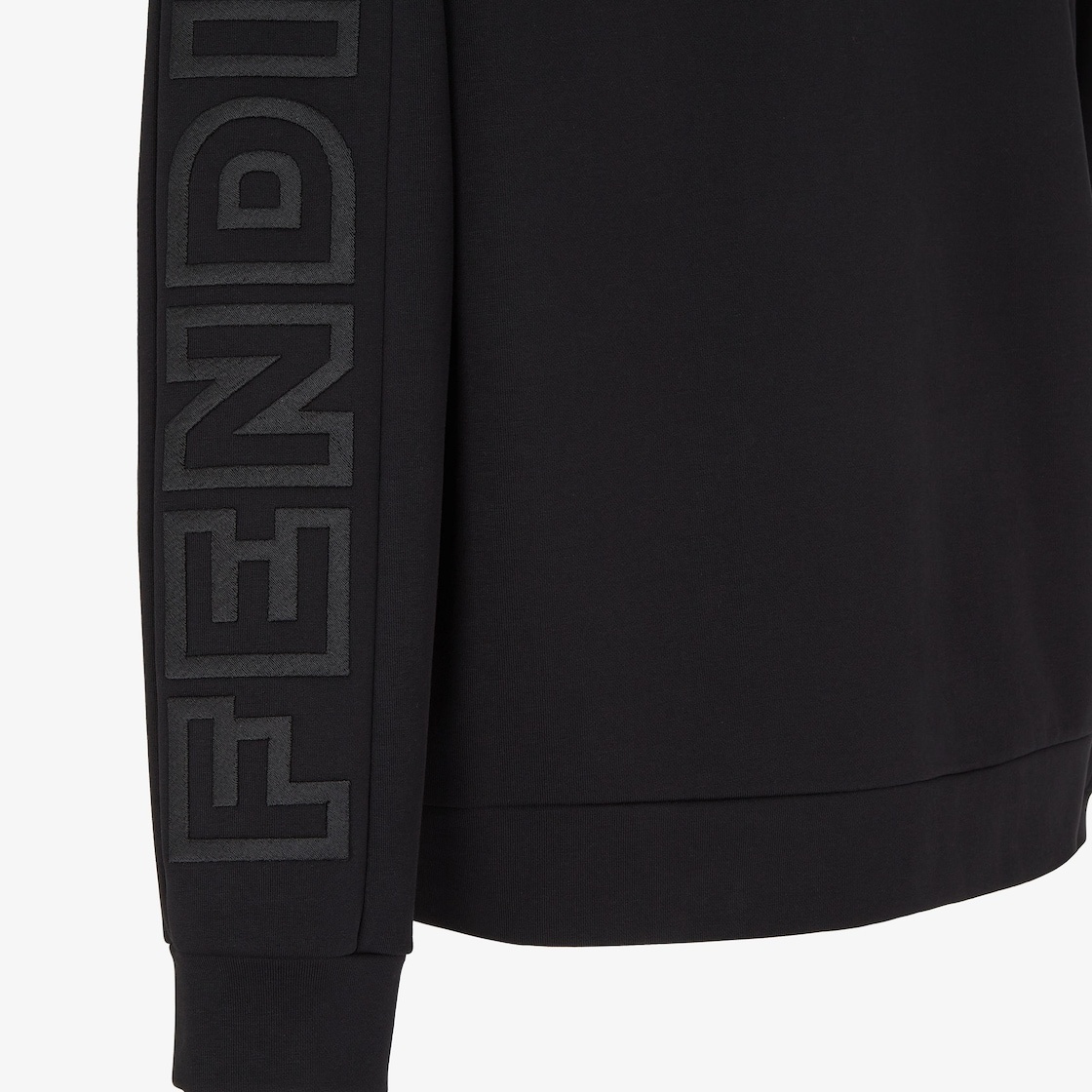 Regular-fit, crew-neck sweatshirt. Made of black jersey. Customized with the Fendi Roma logo embroid - 3