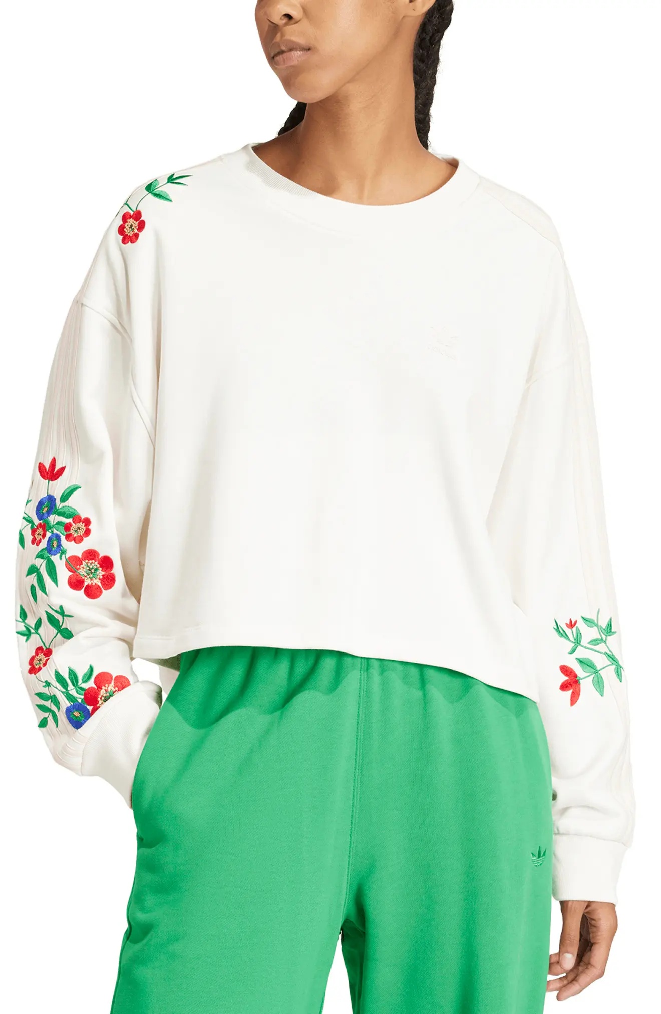 Floral Embroidered Sweatshirt - 1