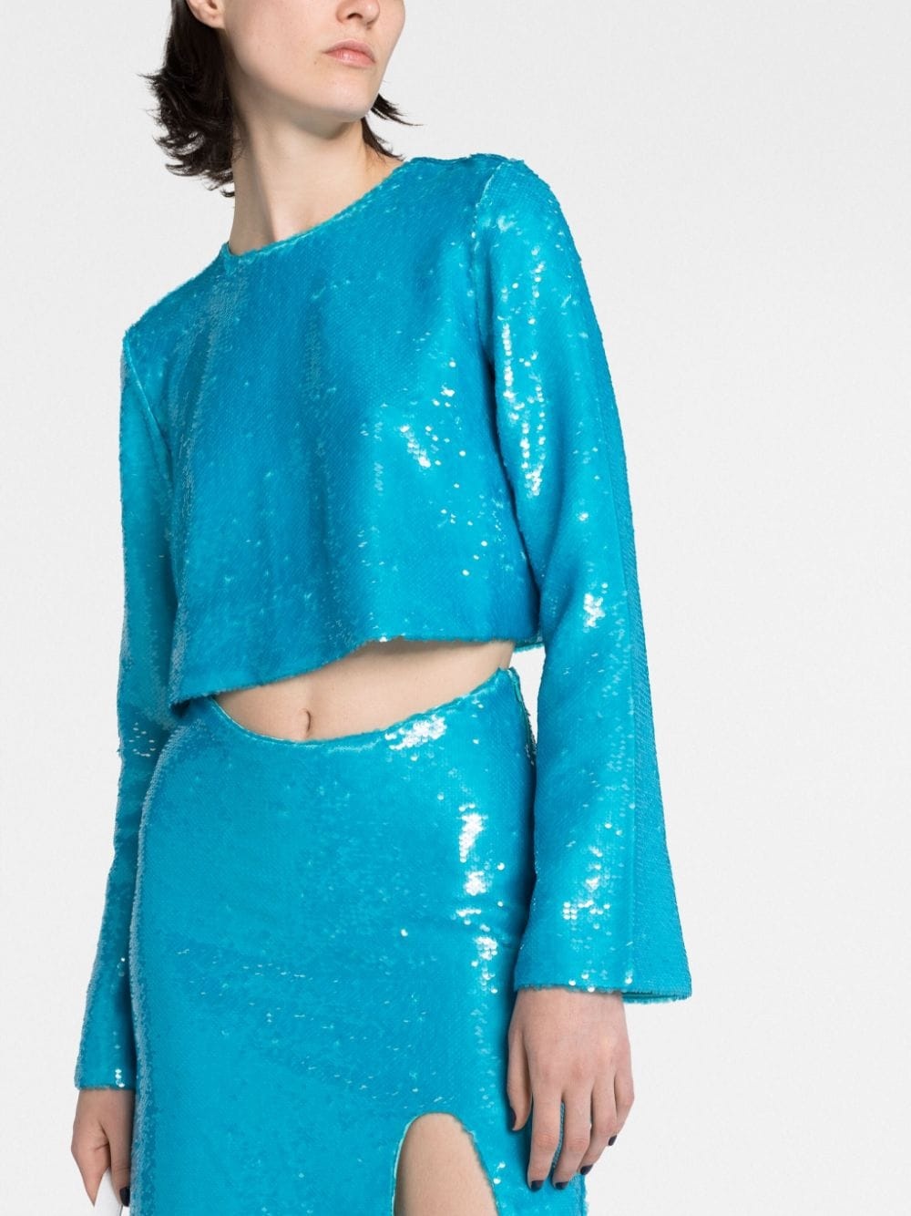 sequin-embellished crop top - 5