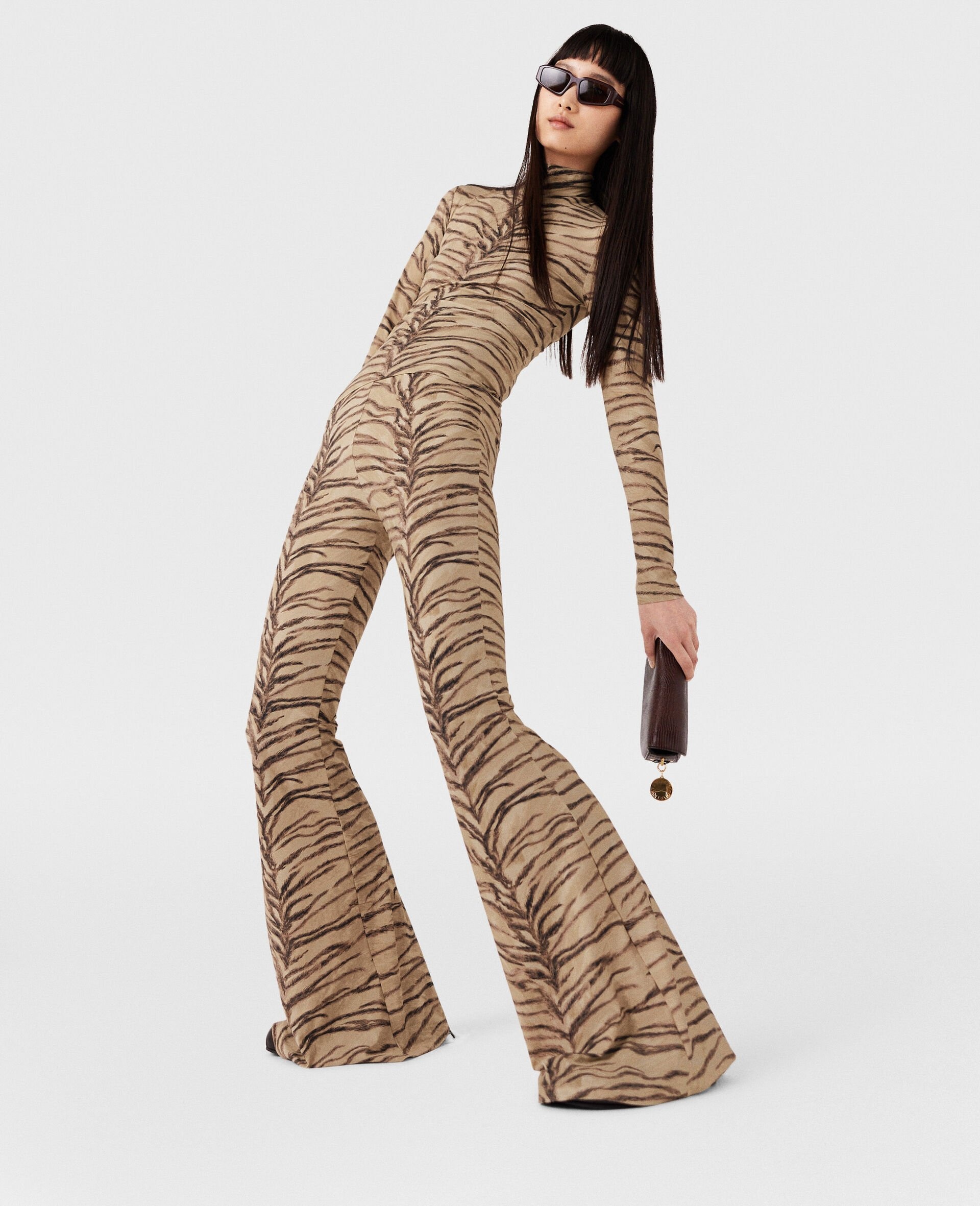 Tiger Print High-Rise Flared Pants - 1