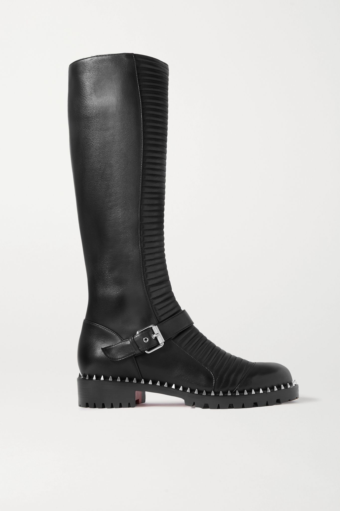 Meteorita 30 studded ribbed leather knee boots - 1