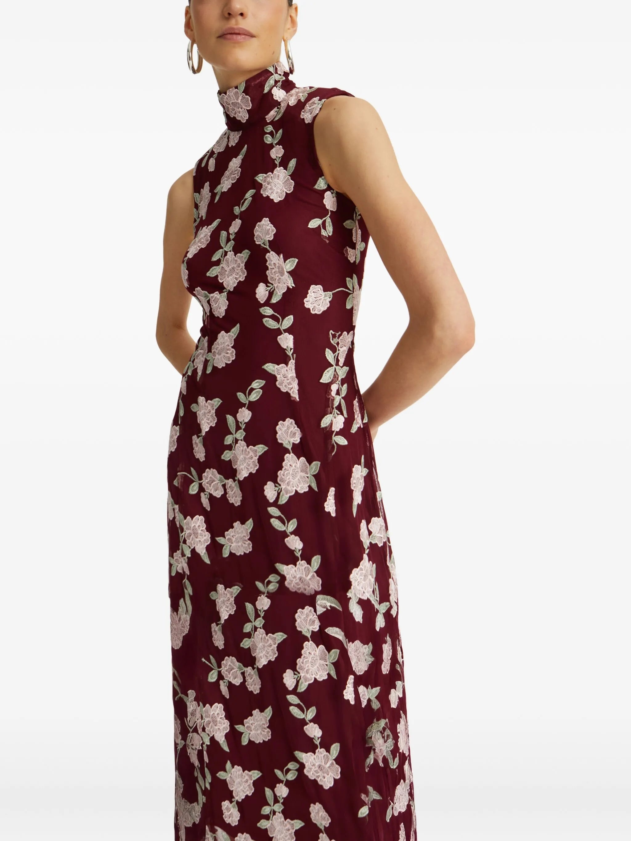 Rotate Floral-embroidered Sleeveless Maxi Dress - 2