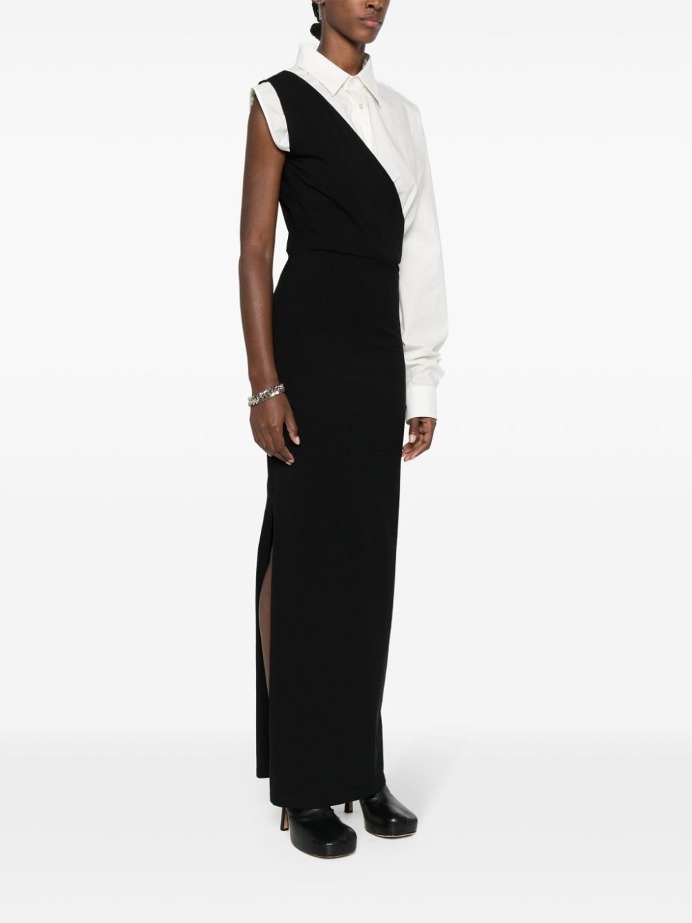 single-sleeve maxi dress - 3