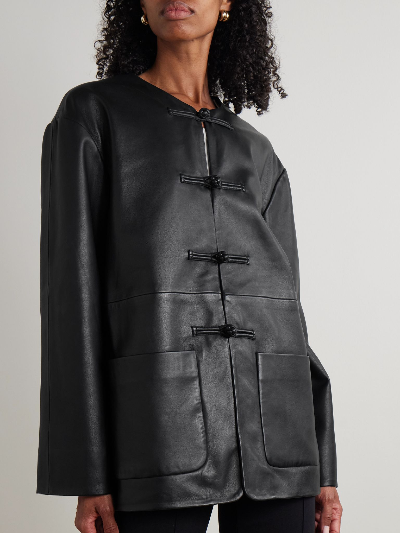 Oversized leather jacket Black - 3