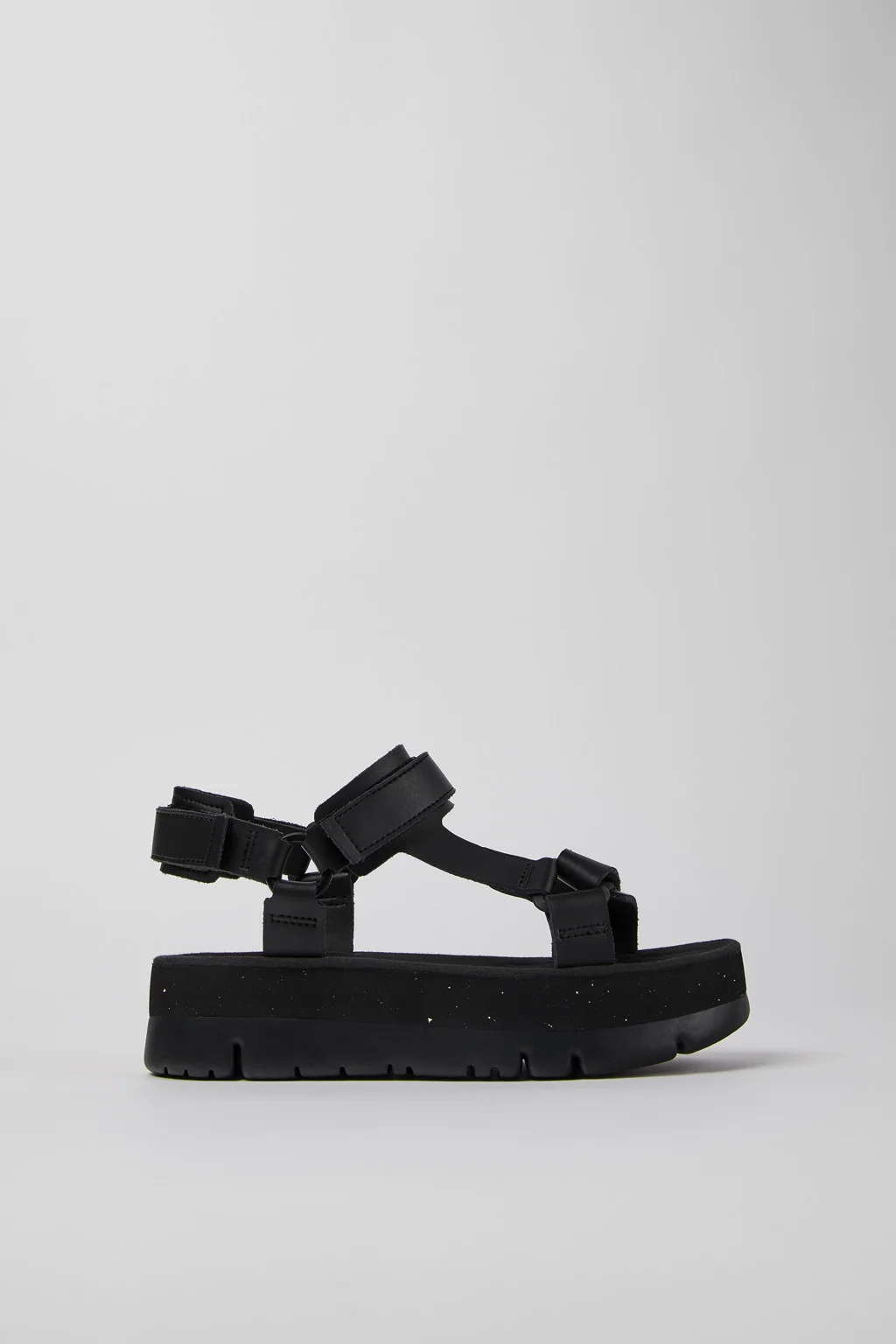 Oruga Up Black Leather Sandals for Women. - 1