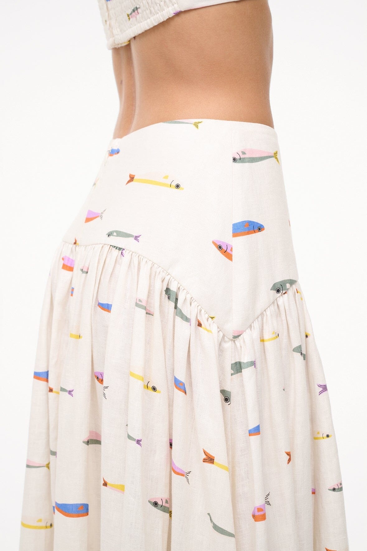 STAUD PROCIDA LINEN SKIRT POP SARDINES IVORY - 6