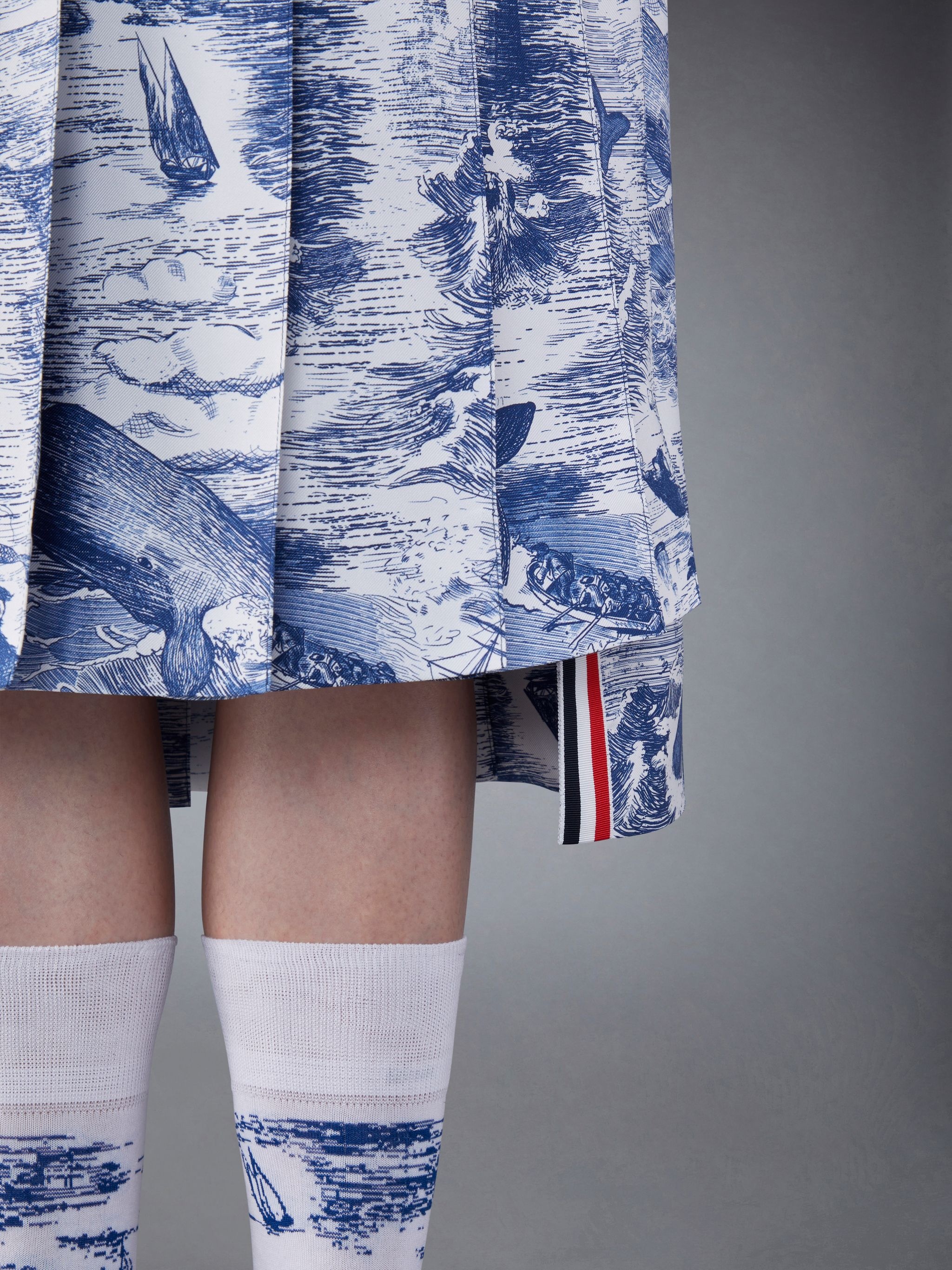 Nautical Silk Twill Toile Pleated Skirt - 5