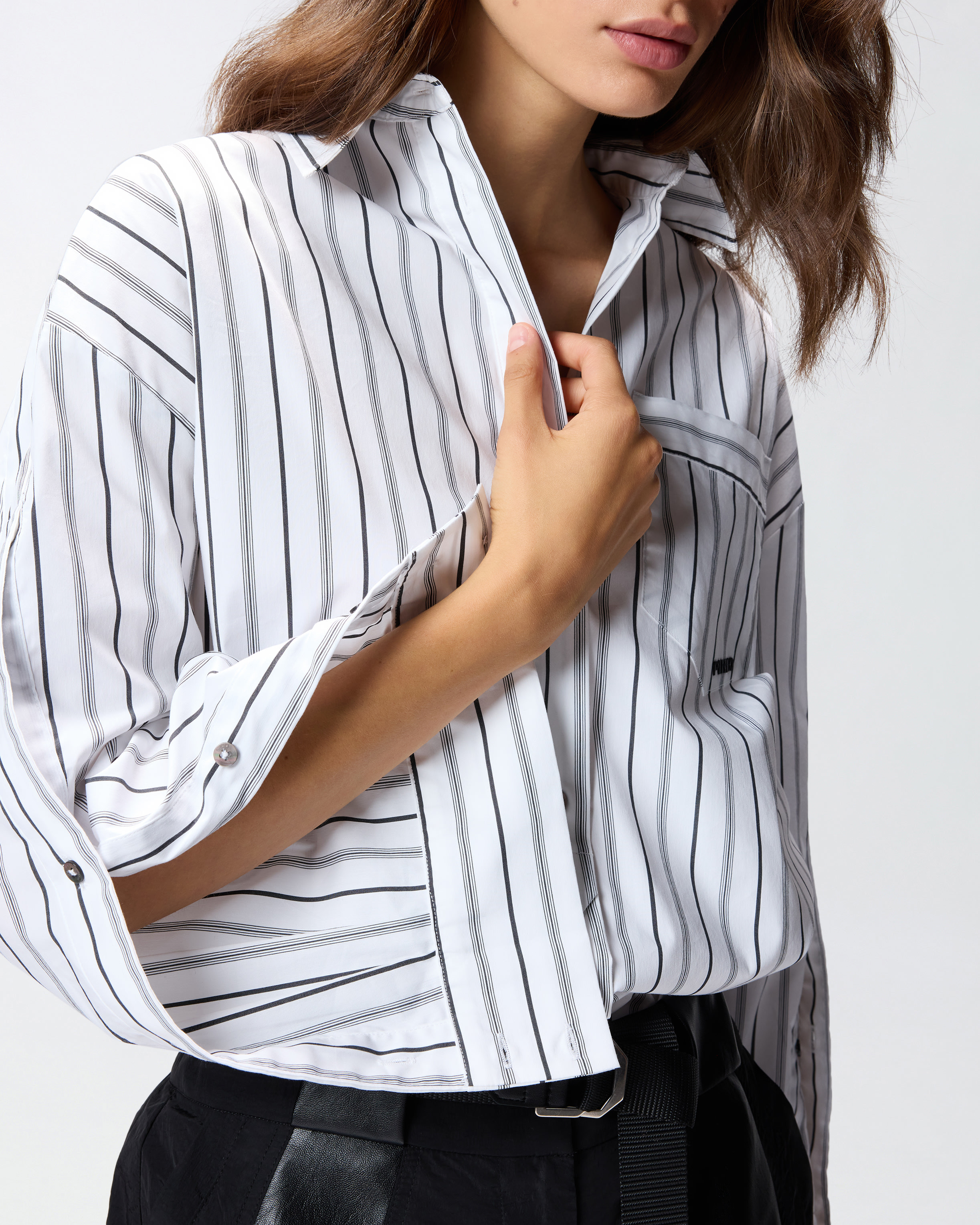STRIPED SHIRT WITH CONTRASTING BREAST POCKET - 5