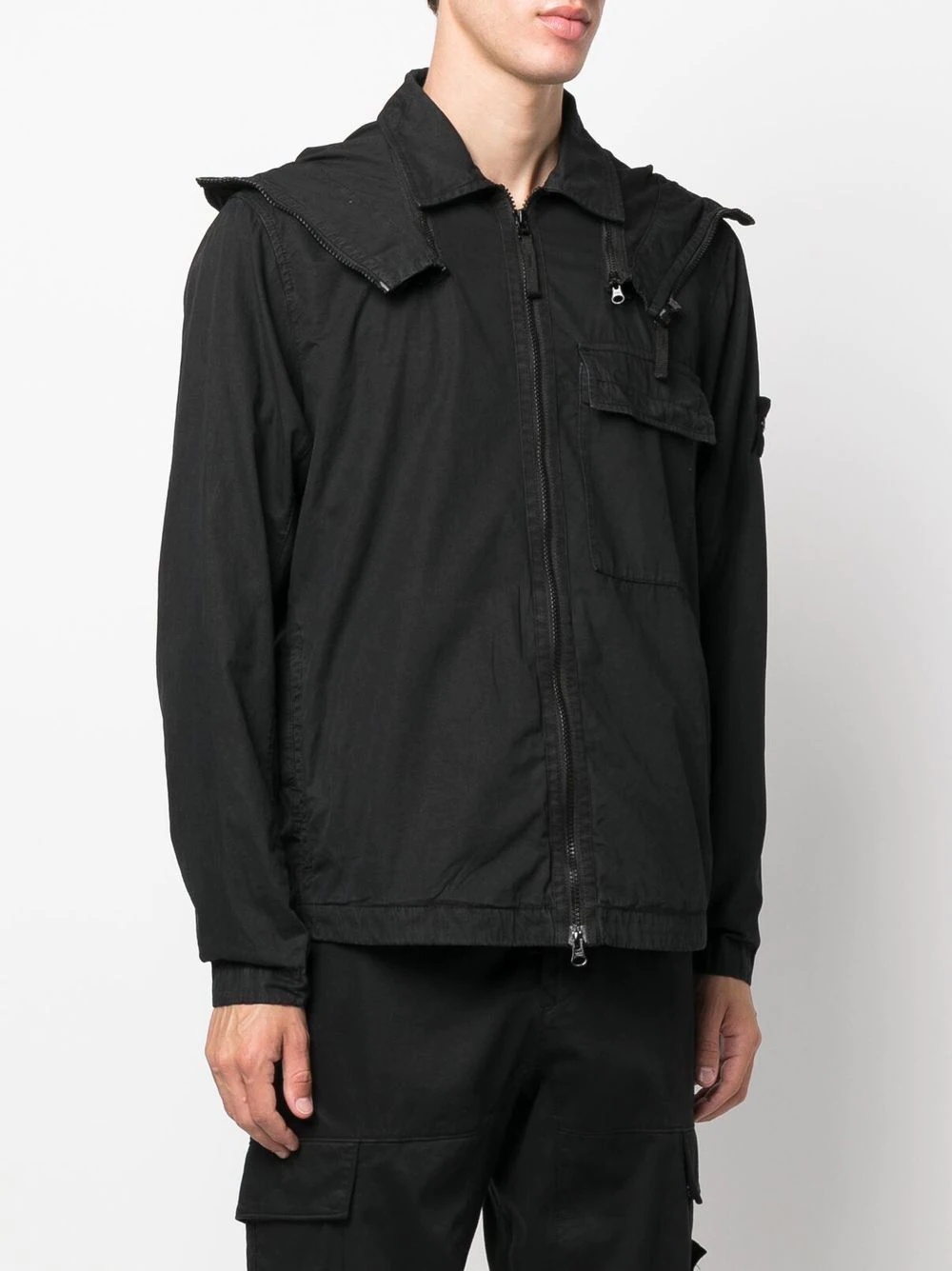 logo-patch hooded jacket - 3