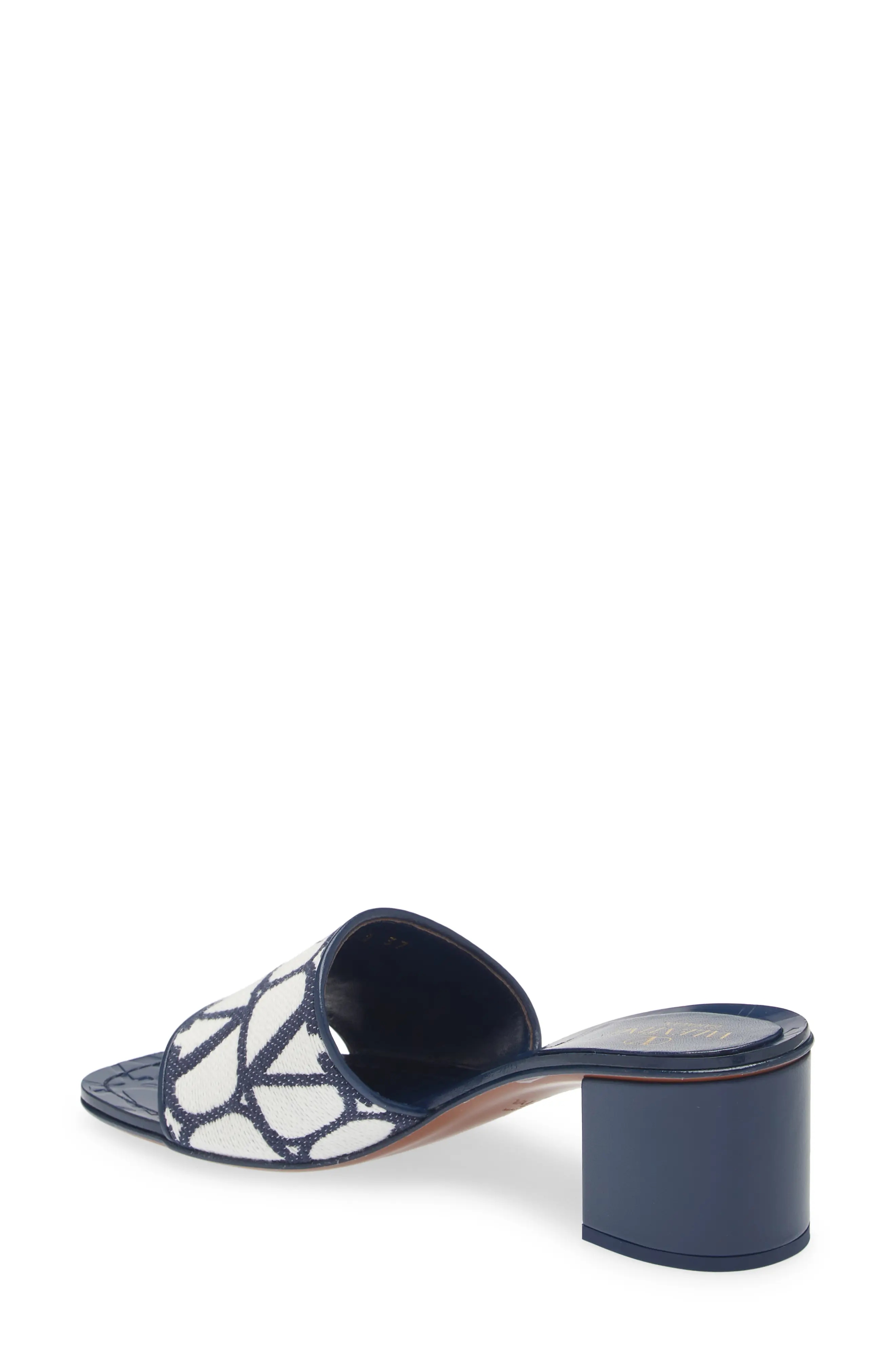 VLOGO Toile Slide Sandal in White/Blue - 2