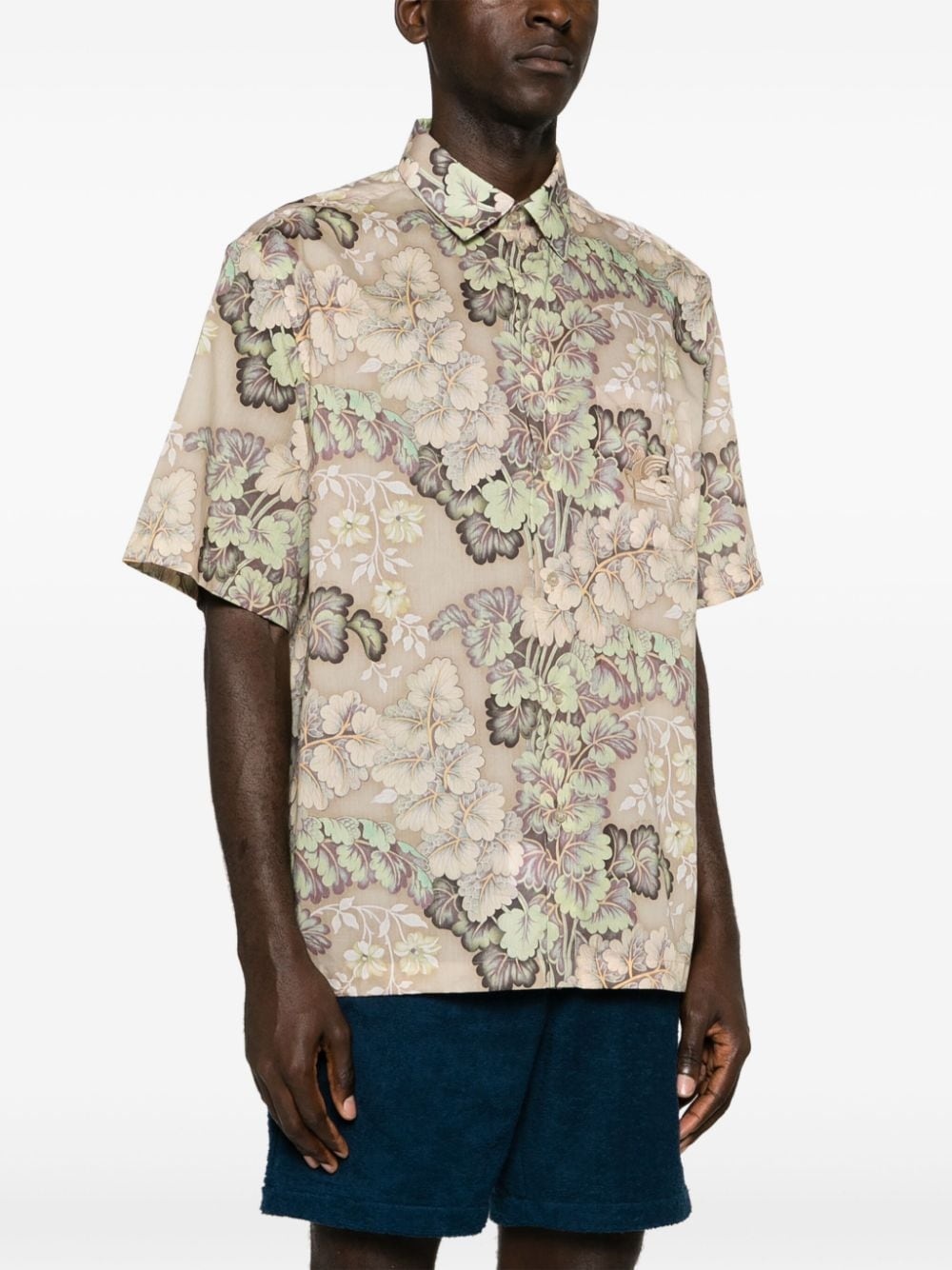 Pegaso-embroidered floral-motif shirt - 3