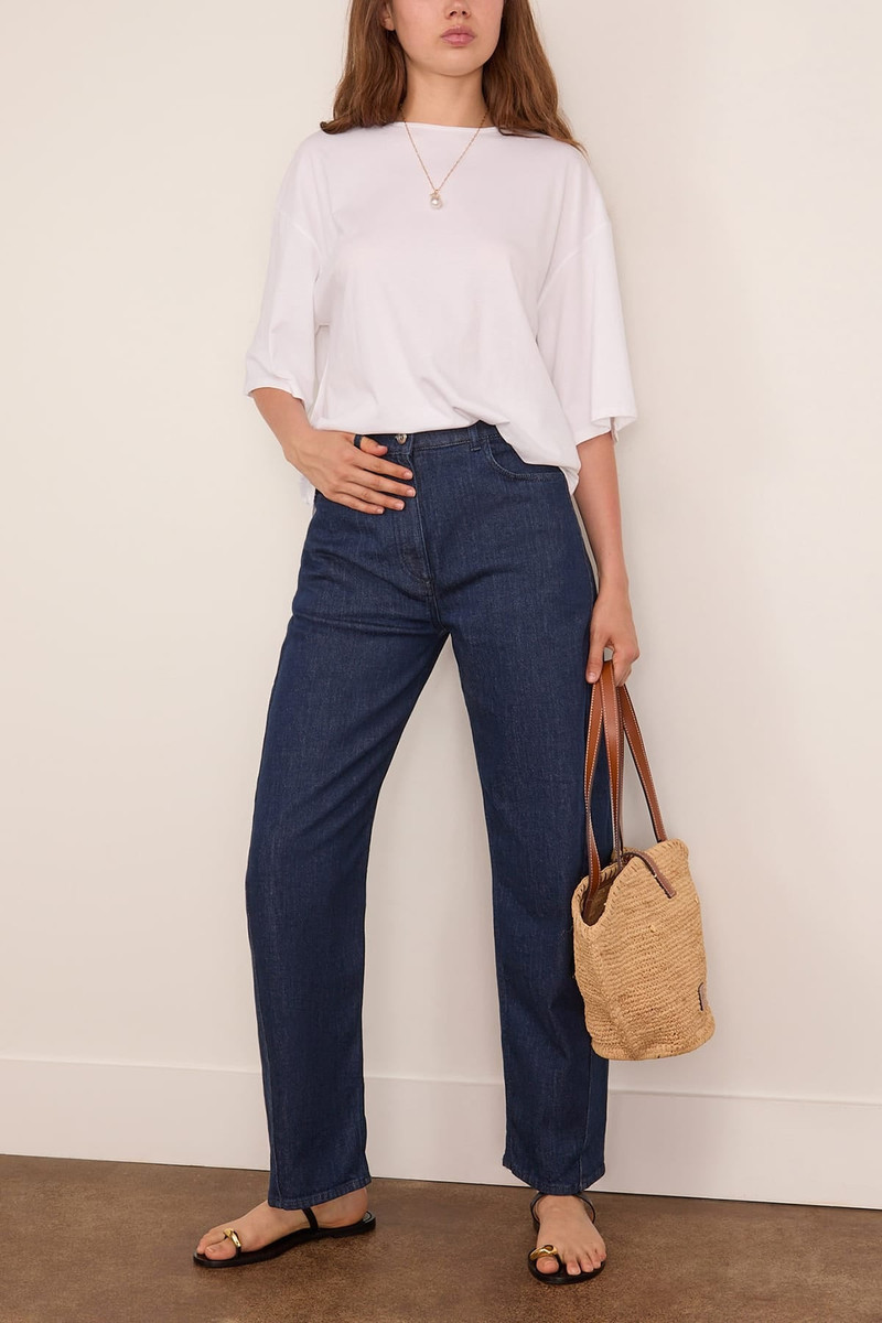 Another Tomorrow Denim Curved Pant in Rinsed outlook