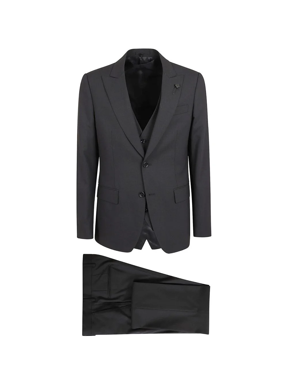 flower-pin buttoned suit - 1