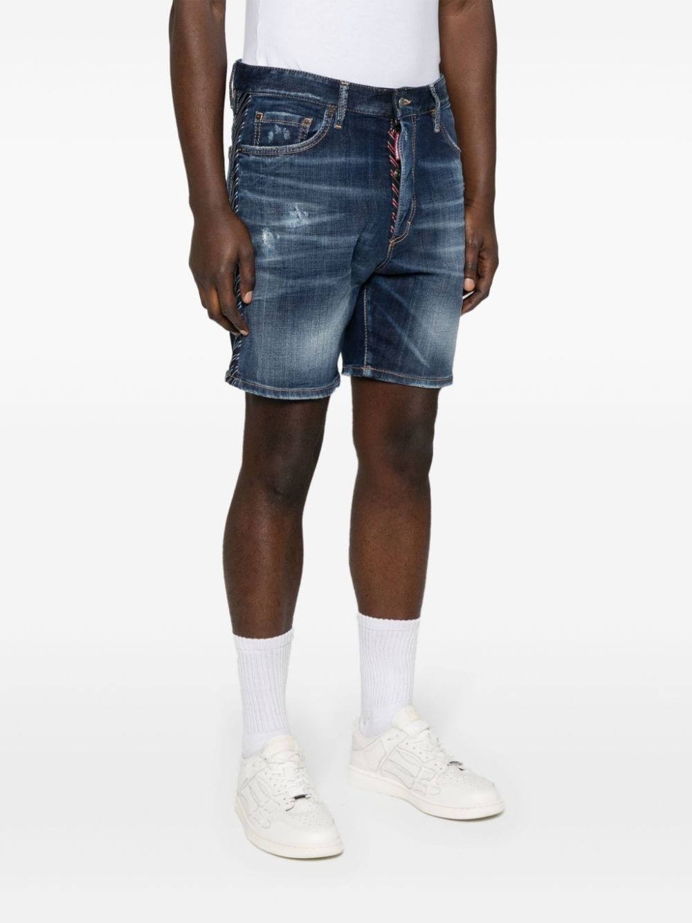 Dark Easy Ripped Wash Marine shorts - 3