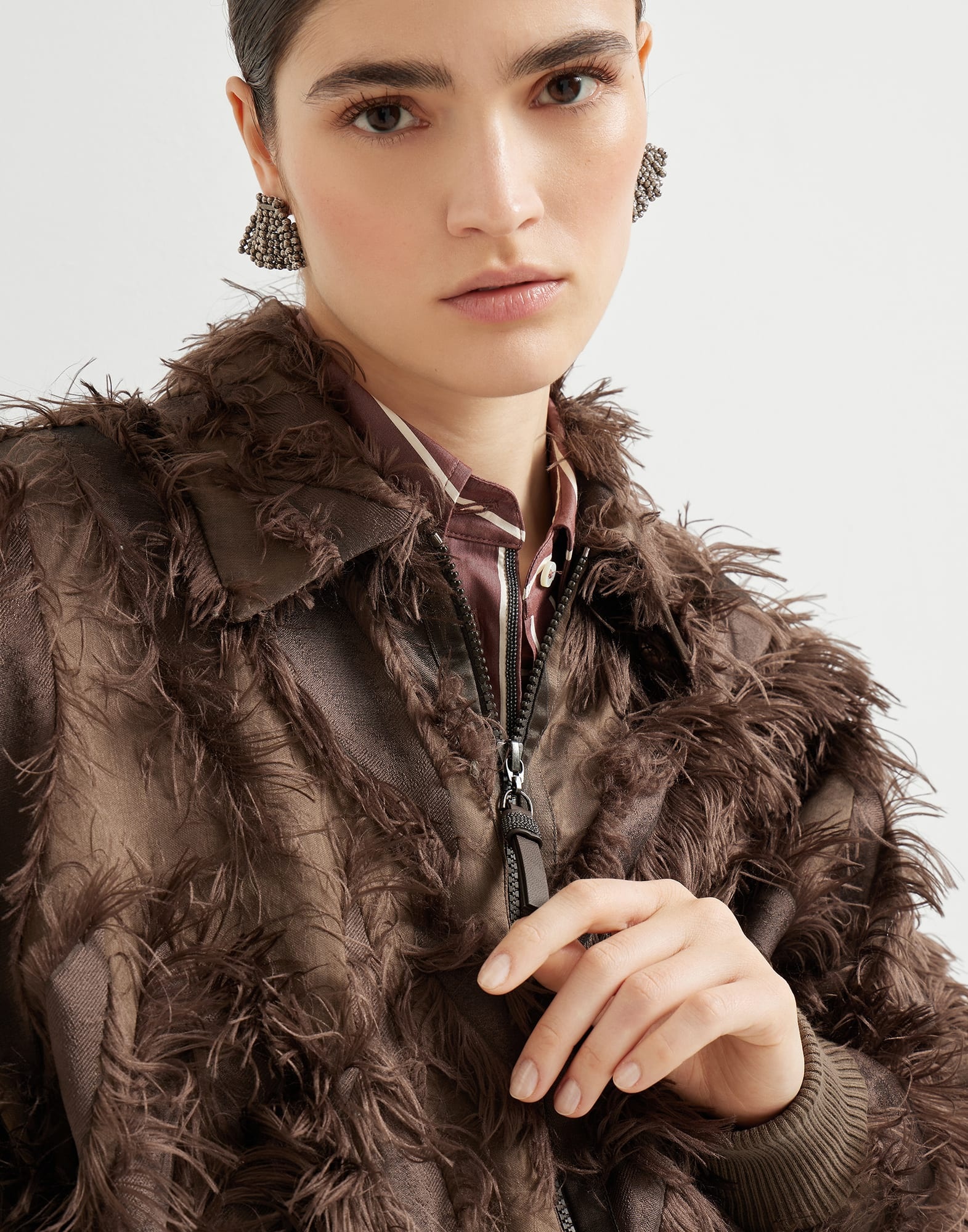 Dracaena fil coupé bomber jacket in techno cotton and silk with shiny zipper pull - 3