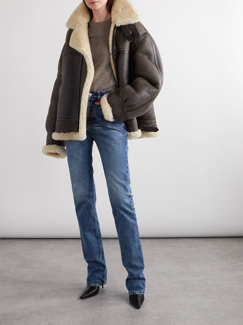SAINT LAURENT Shearling jacket Brown outlook
