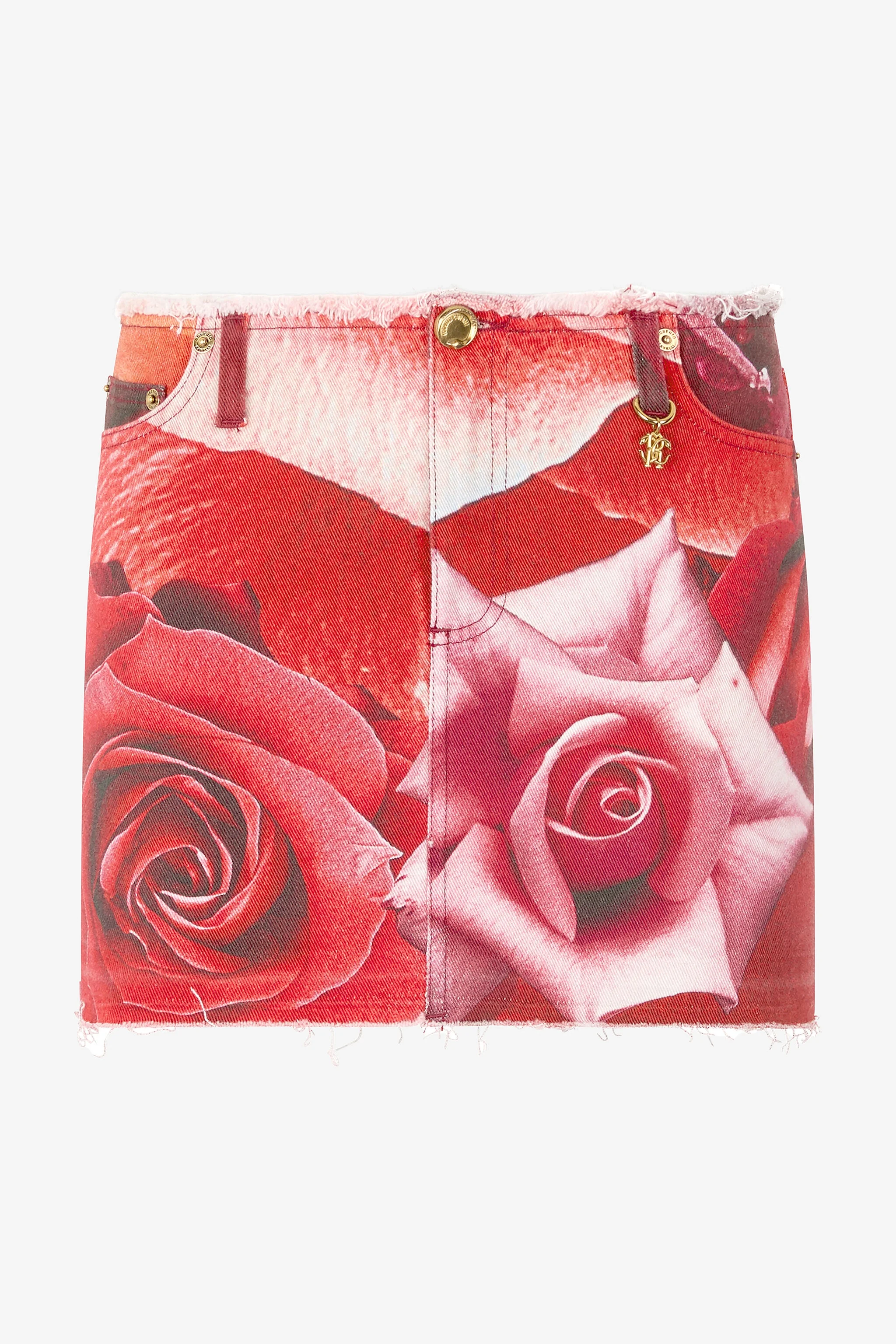 Miniskirt With Rose Print And Charm - 1