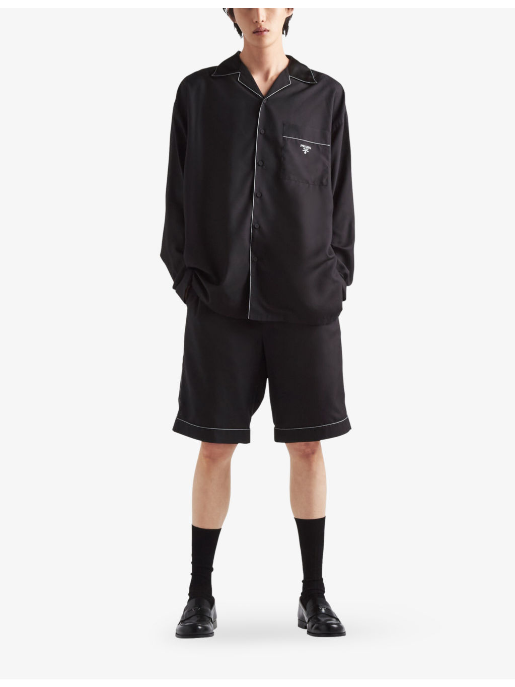 Bermuda brand-logo silk shorts - 2