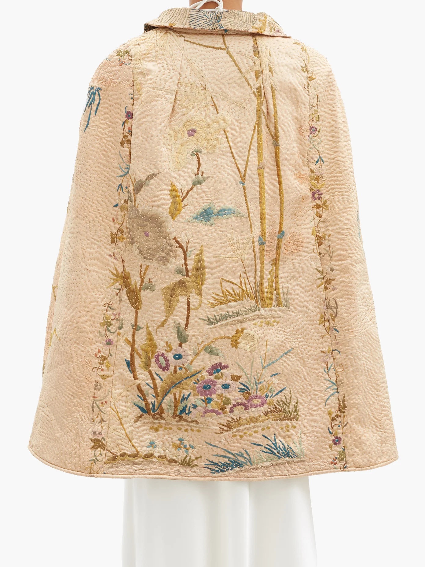 Mafalda 19th-century embroidered-silk cape - 5