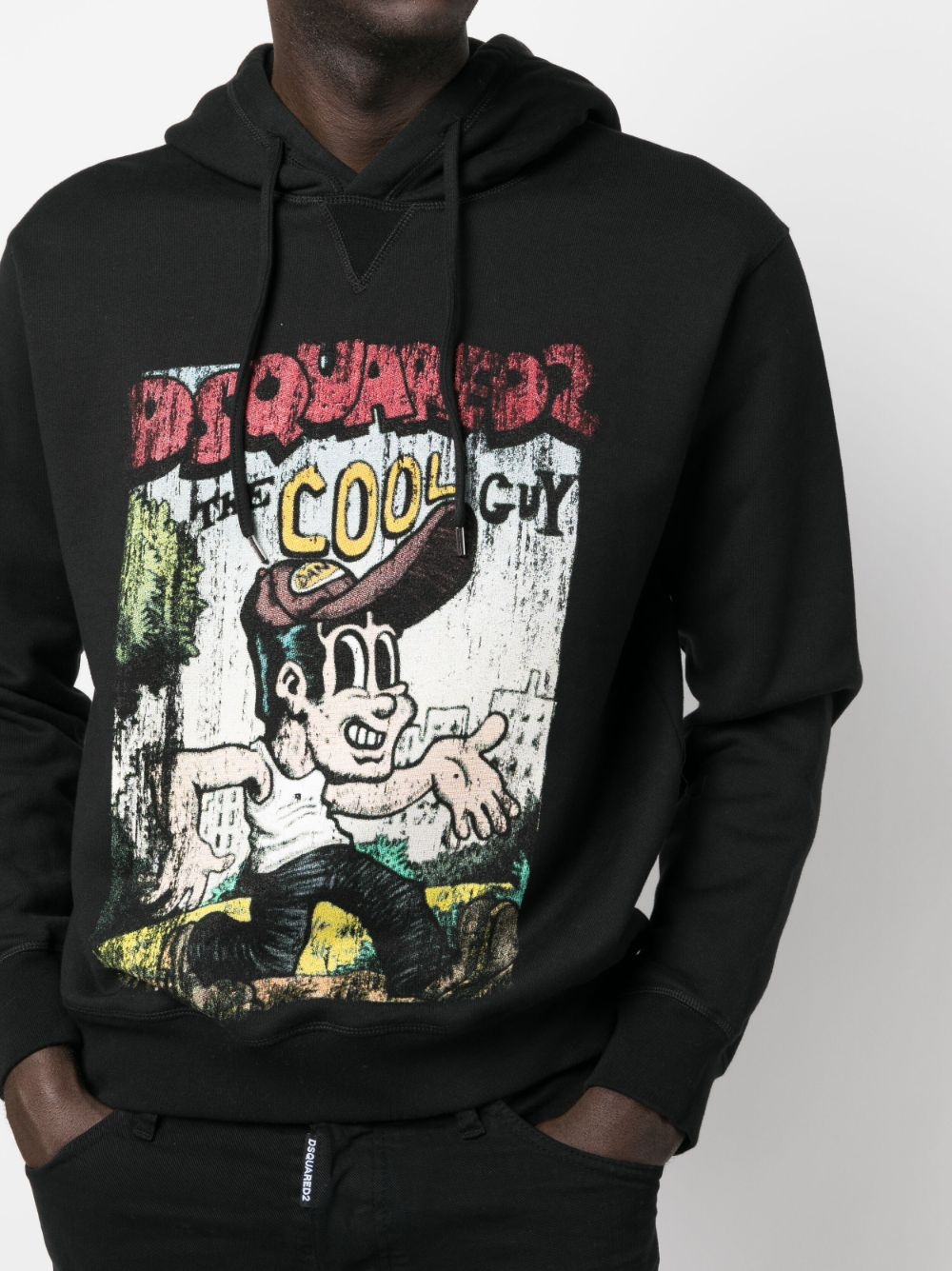 graffit-print cotton hoodie - 5