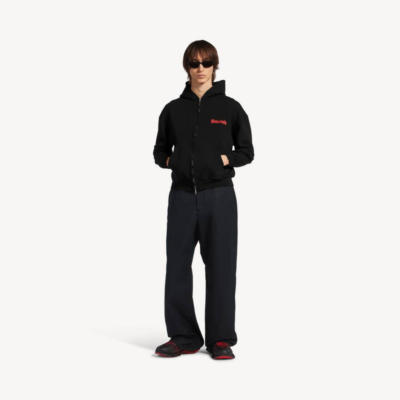 BALENCIAGA Men's Salon De Couture Zip-up Hoodie Regular Fit in Black outlook