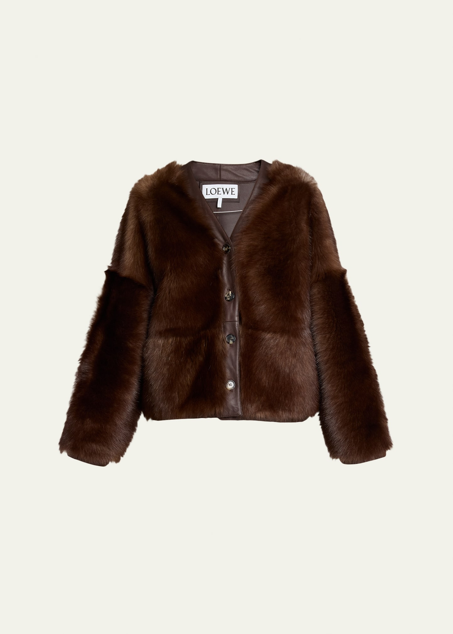 Lamb Shearling V-Neck Cardigan - 1
