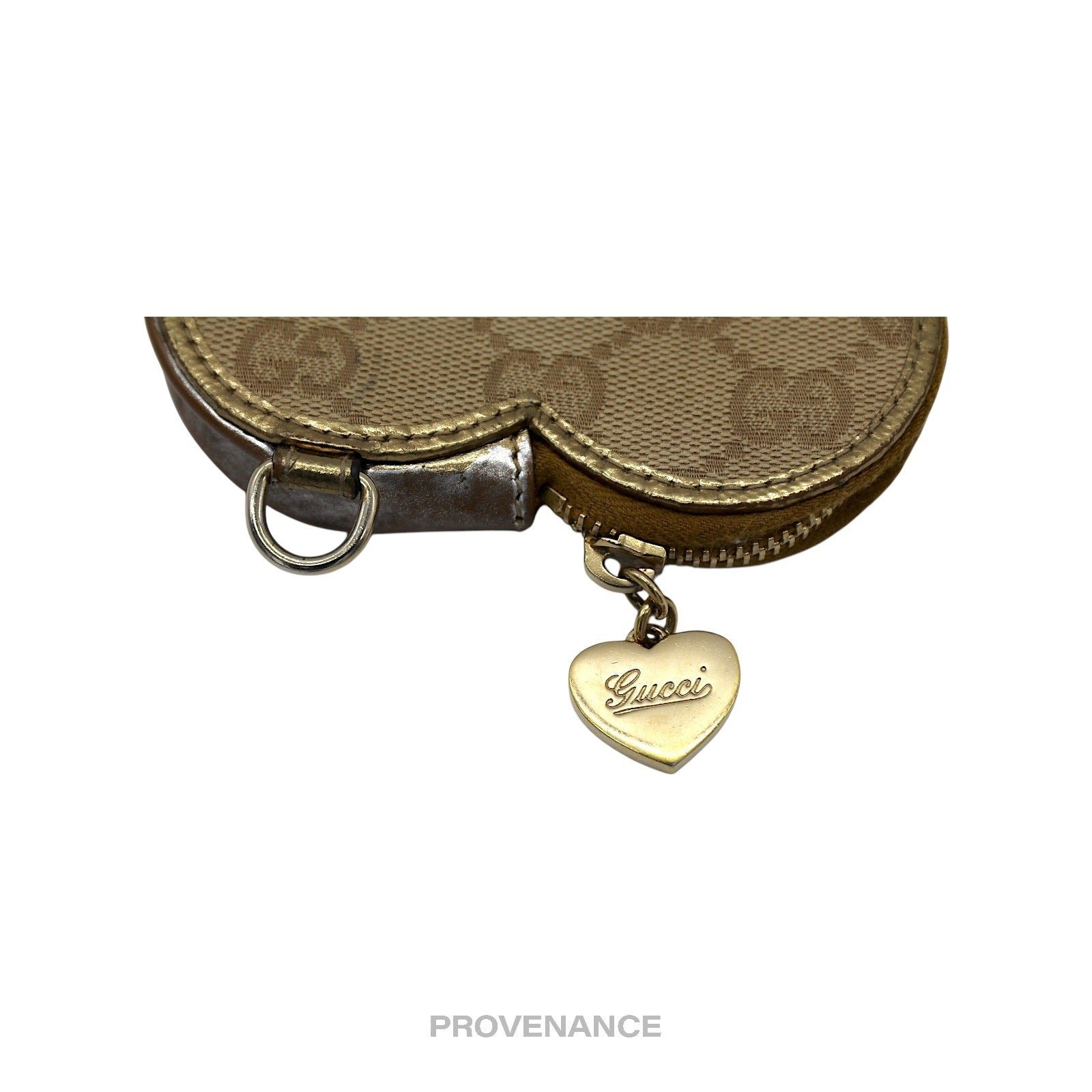 Gucci GG Canvas Coin Wallet - Bronze Heart Metallic - 5