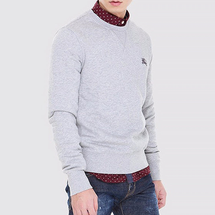 Men's Burberry Embroidered Horse Riding Round Neck Pullover Gray 39297581 - 3
