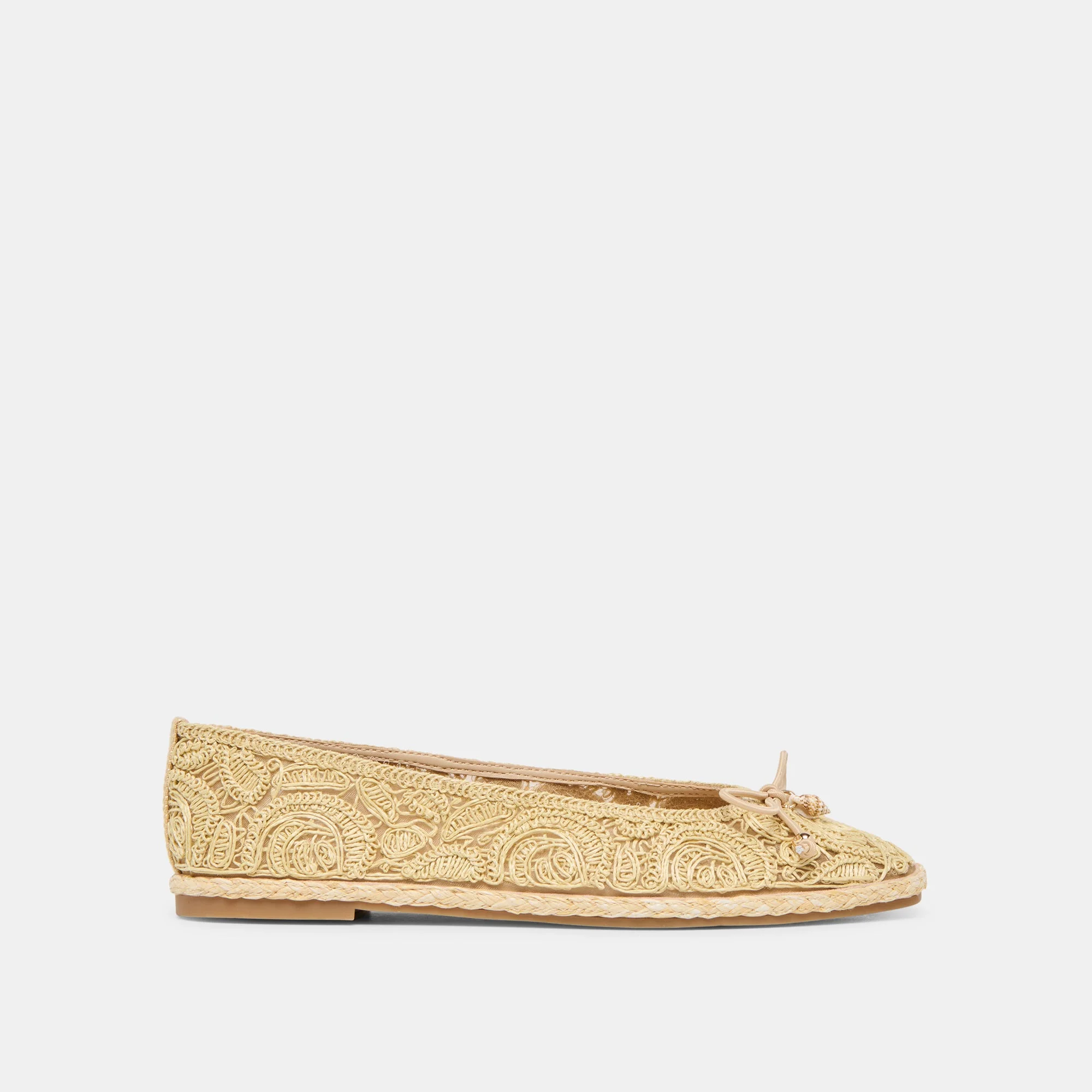TIANNA BALLET FLATS LT NATURAL RAFFIA LACE - 1