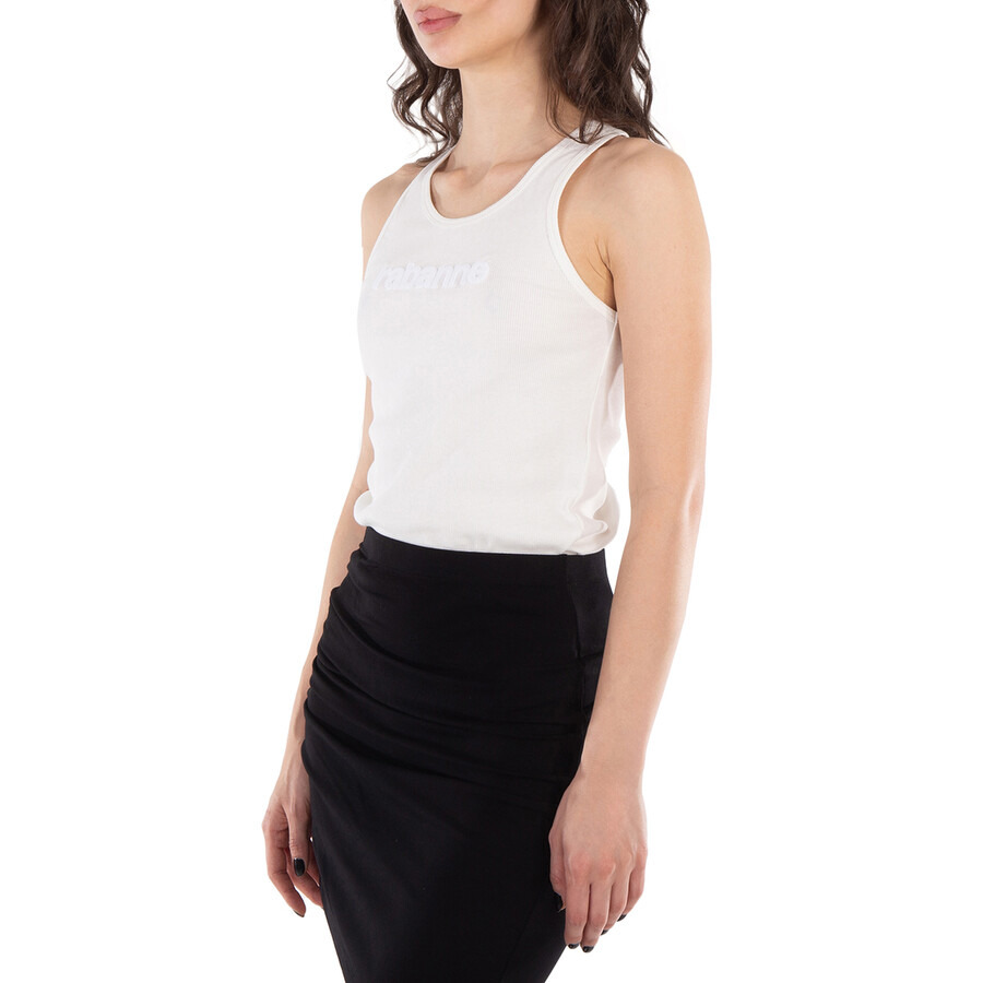 Rabanne Ladies White Logo Tank Top - 4
