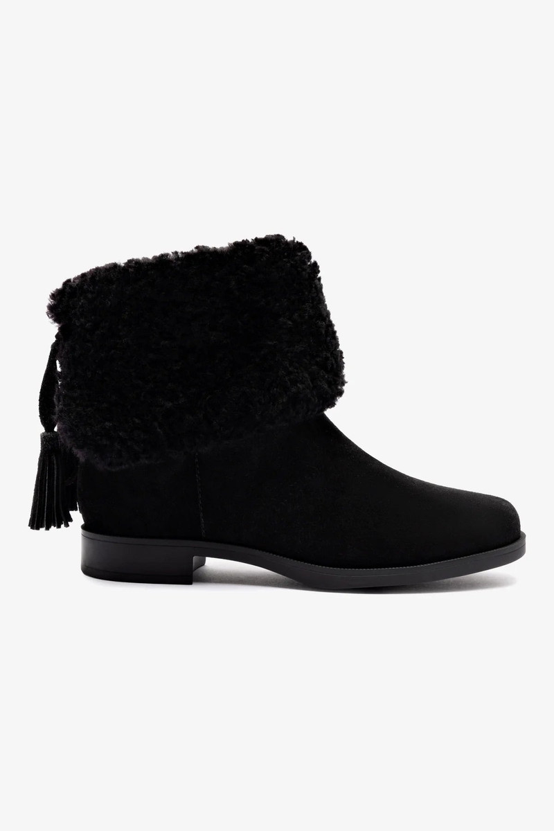 Verbier Bootie In Black Suede and Black Shearling 1