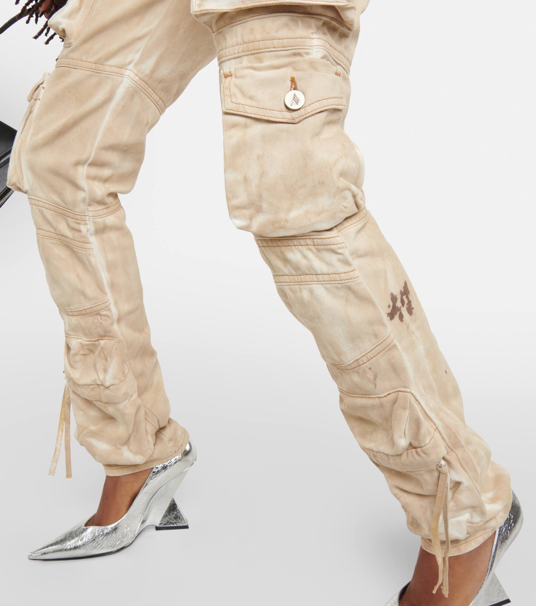 Low-rise denim cargo pants - 5